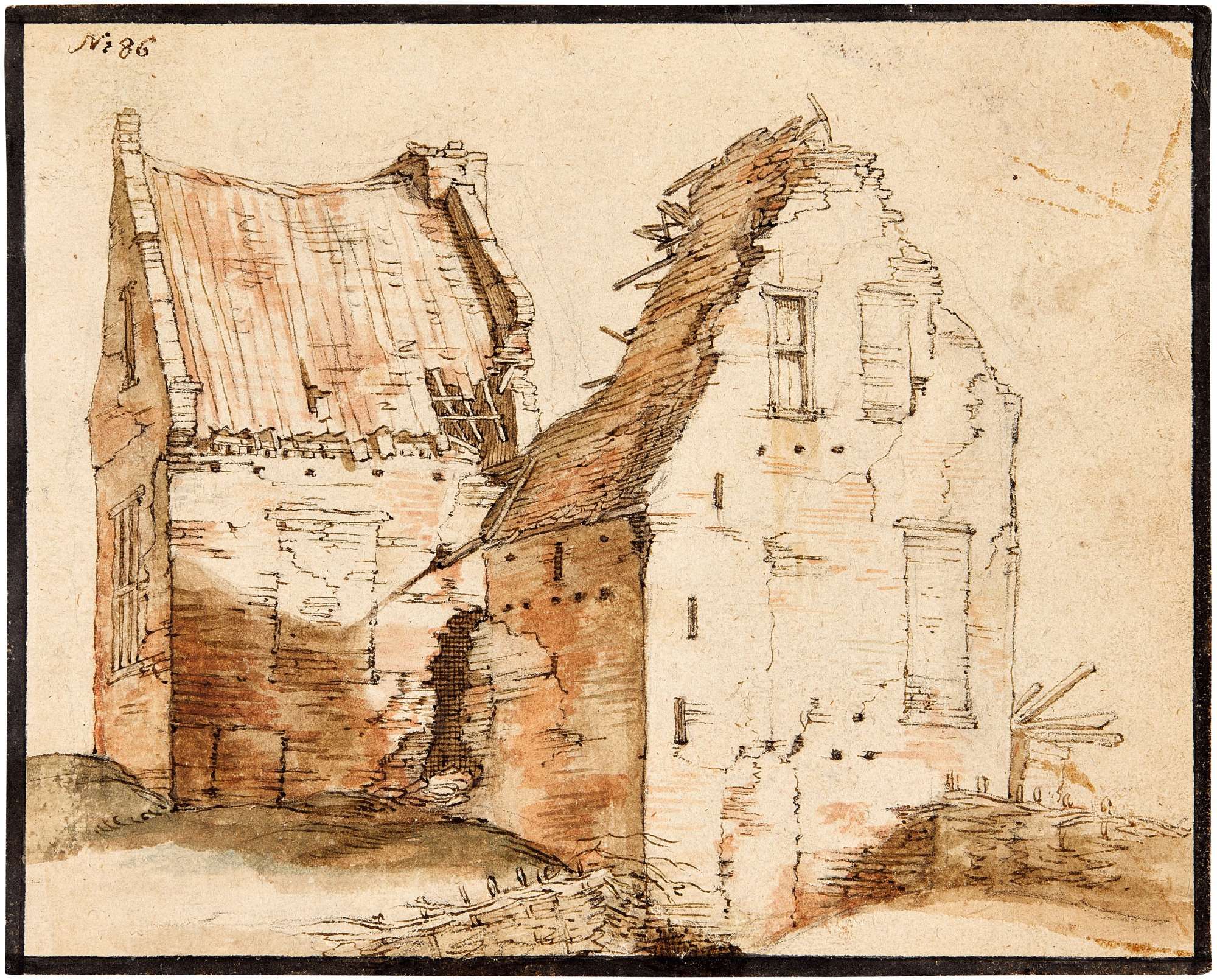 Abraham Bloemaert — Two ramshackle houses