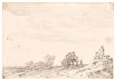 Figures and carts in a landscape