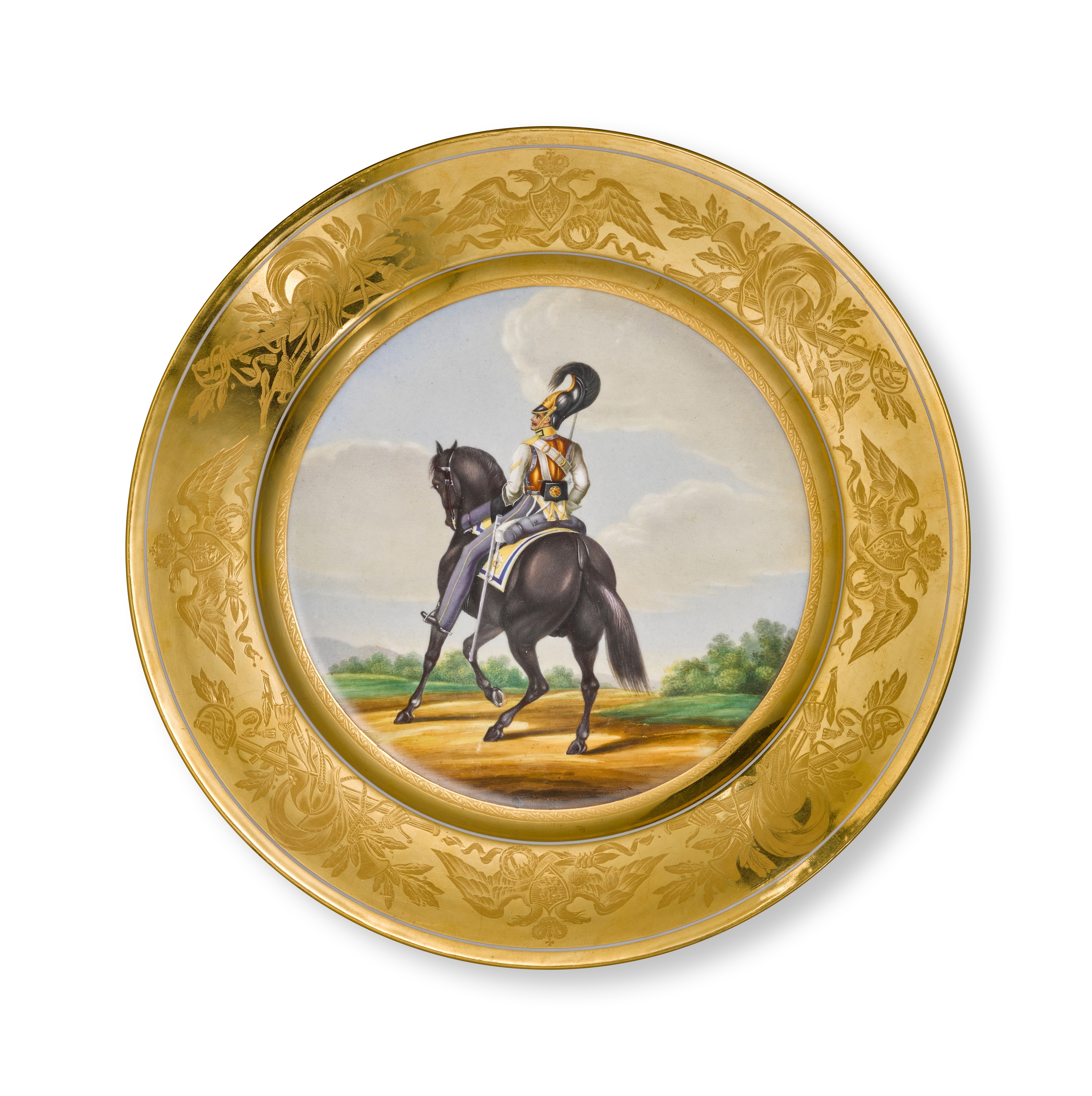 Unknown — Cuirassier of the Podolia Life-Guard Regiment: a military porcelain plate, Imperial Porcelain Manufactory, St Petersburg, period of Nicholas I, 1823
