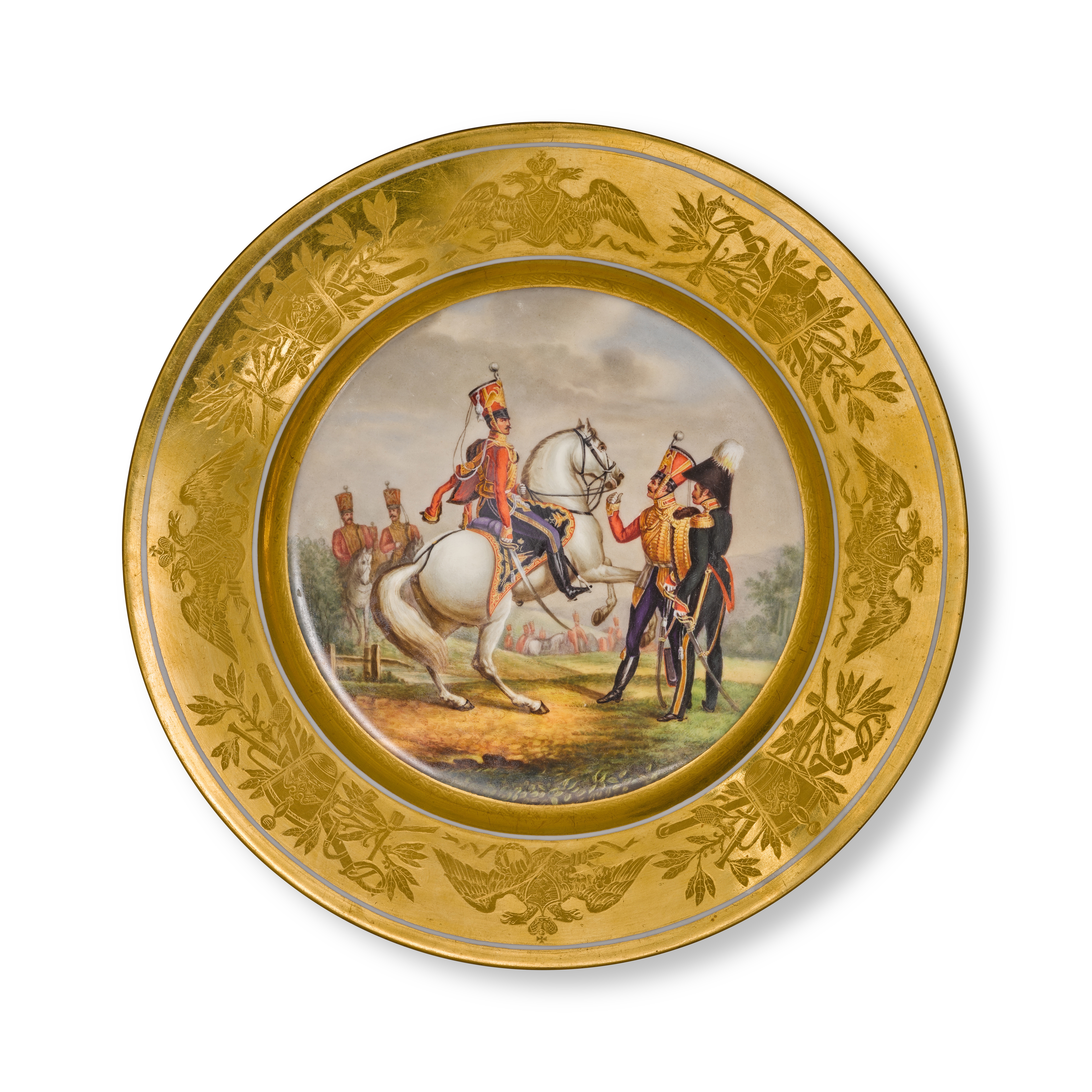 Unknown — Senior and Junior Office of the Hussar Life-Guard Regiment: a military porcelain plate, Imperial Porcelain Manufactory, St Petersburg, period of Alexander III, 1890