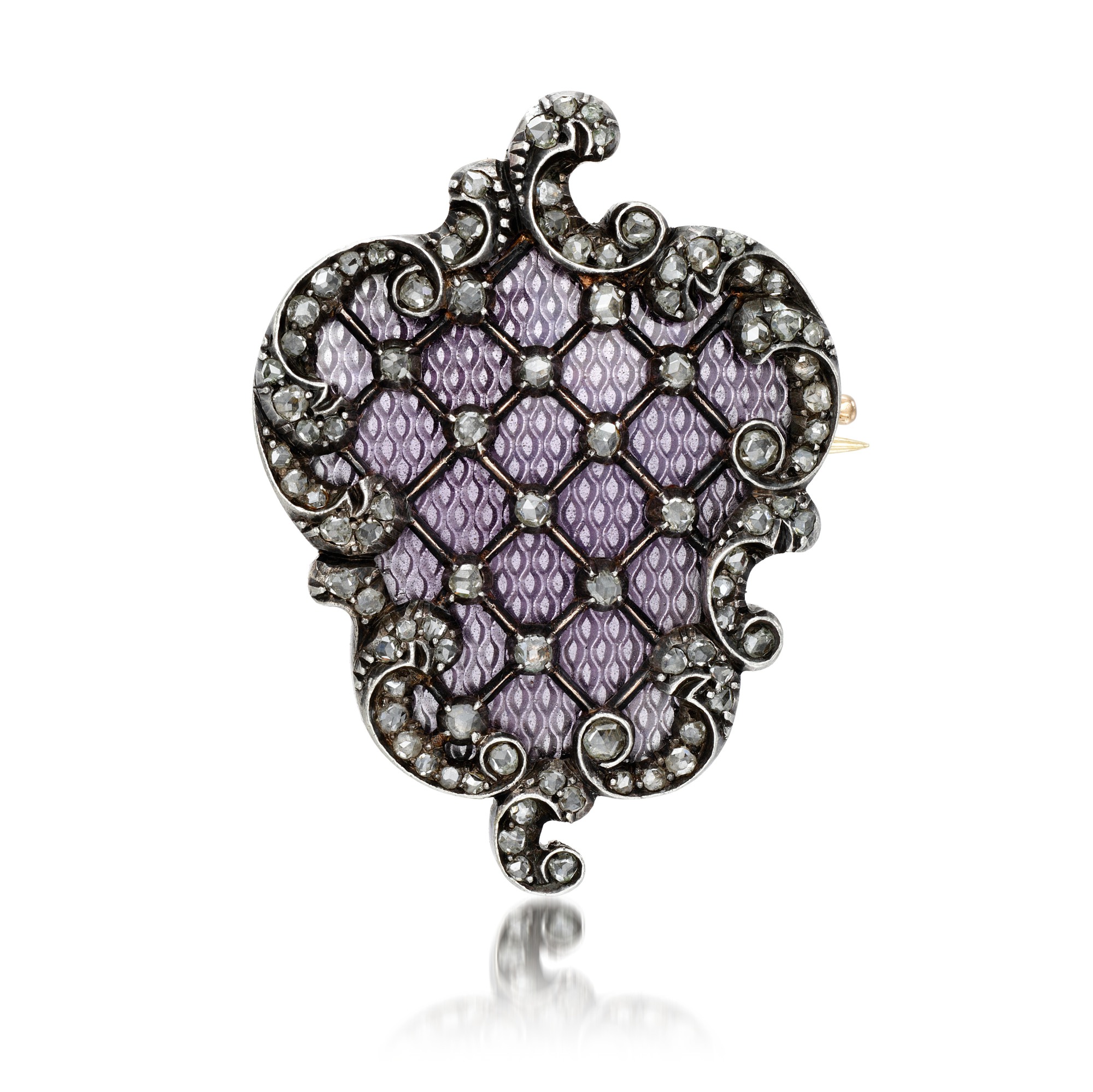 Unknown — A Fabergé jewelled gold and guilloché enamel brooch, workmaster Michael Perkhin, St Petersburg,  1899-1903