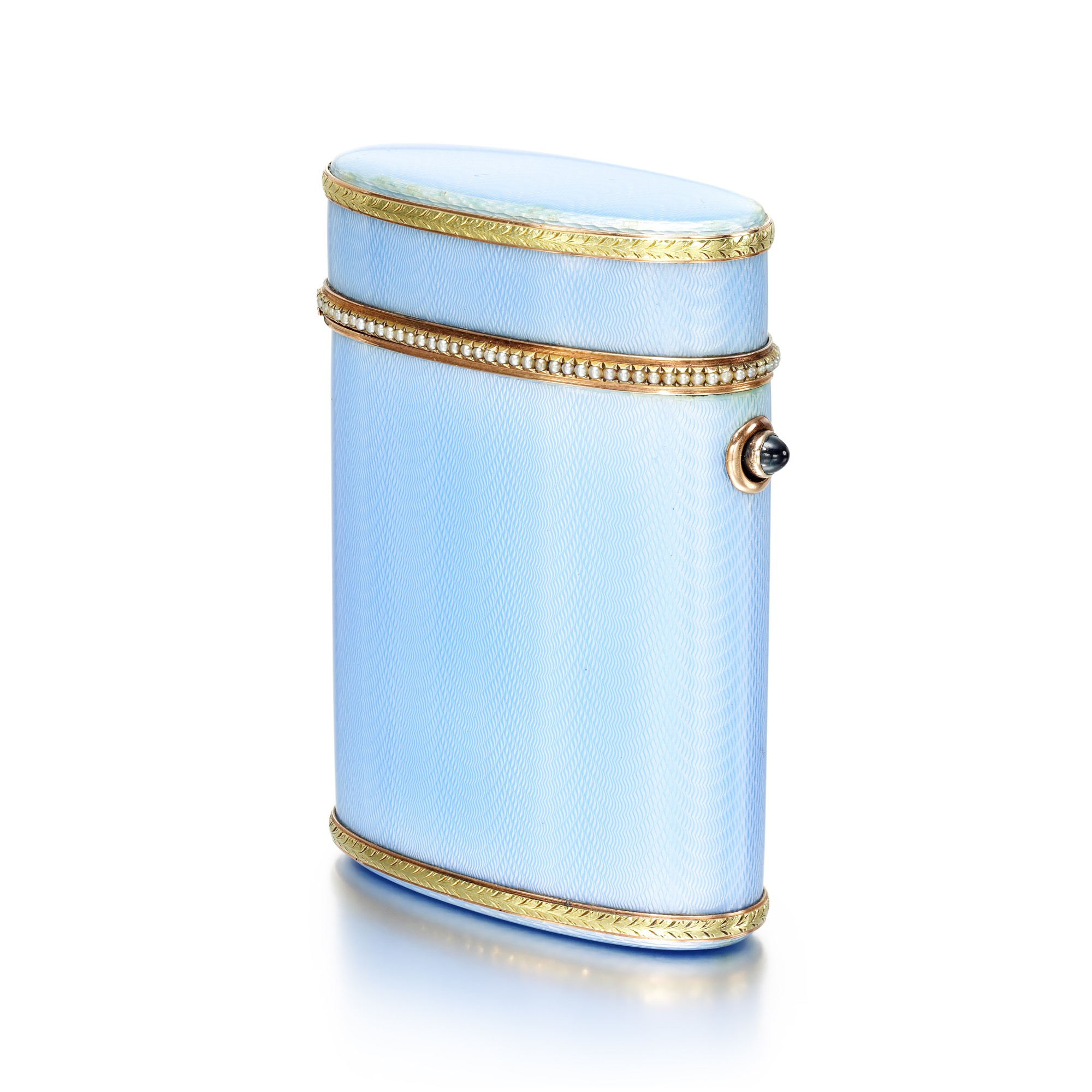 Unknown — A Fabergé gem-set varicoloured gold and silver-gilt-mounted enamel cigarette case, workmaster Henrik Wigström, St Petersburg, 1908-1917