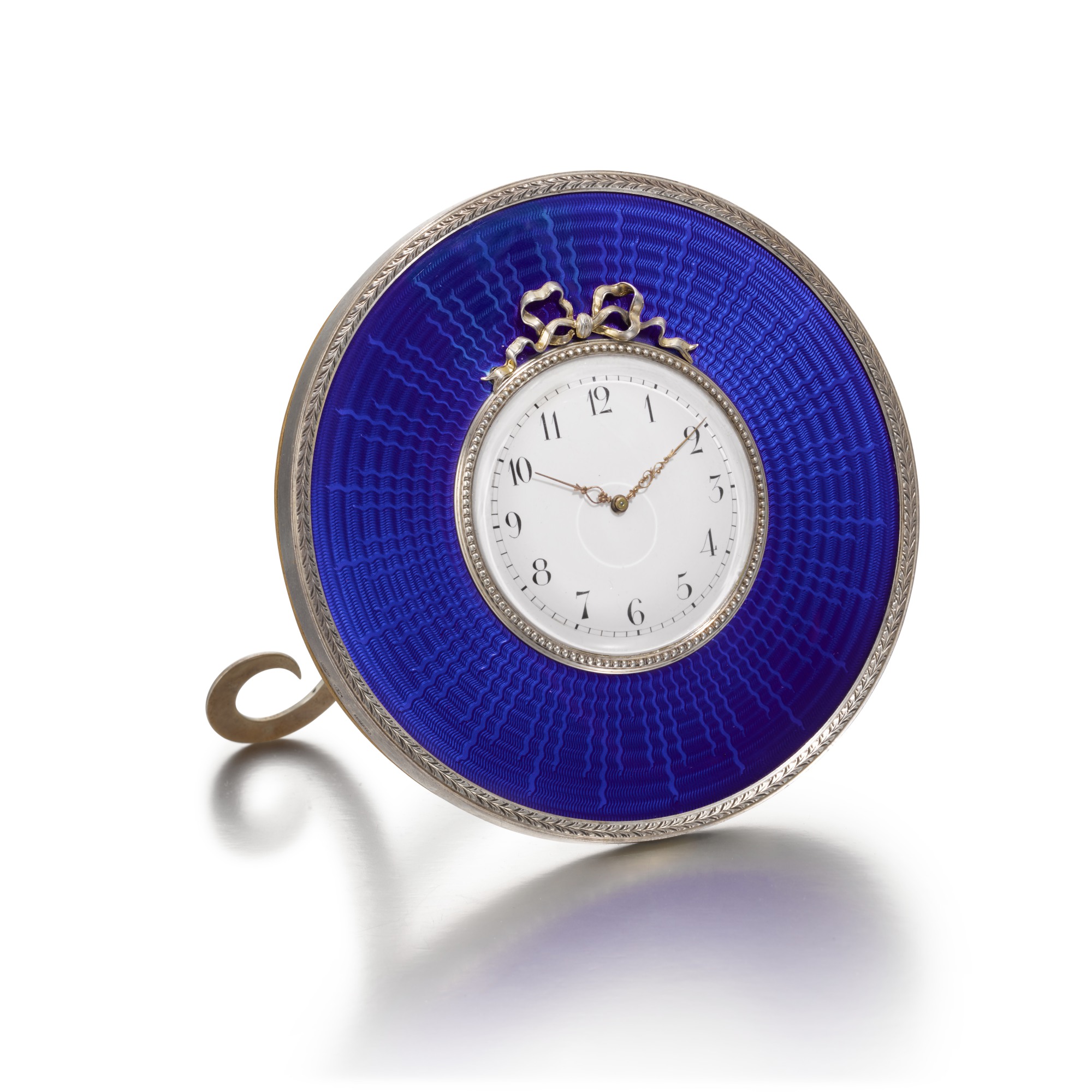 Unknown — A Fabergé silver and enamel desk clock, workmaster Michael Perkhin, St Petersburg, 1899-1903