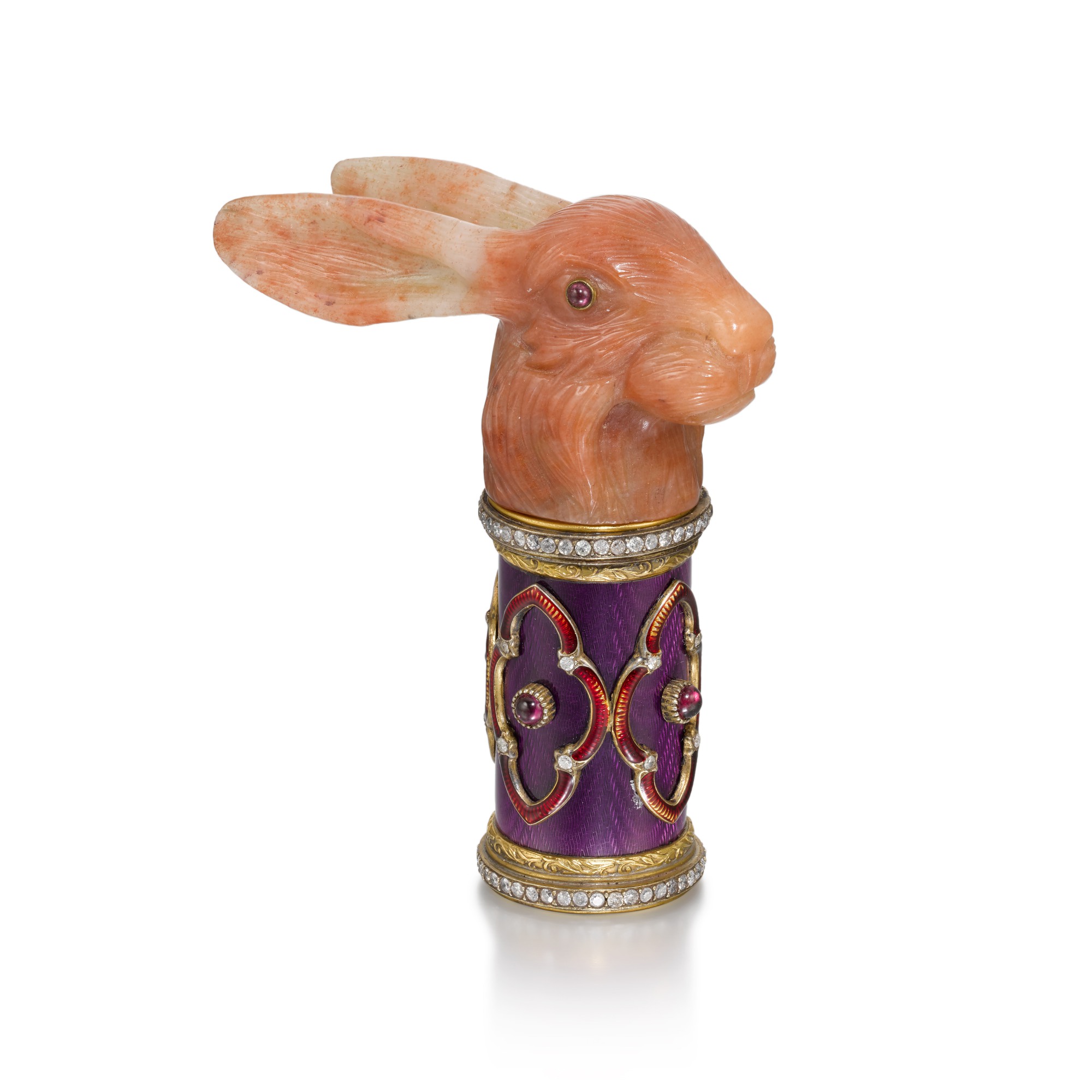 Unknown — A jewelled silver-mounted agate and enamel parasol handle, possibly St Petersburg, 20th century