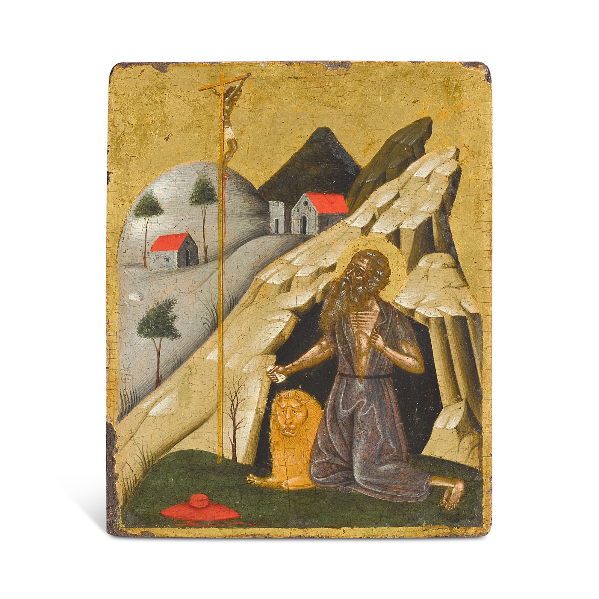 Unknown — An Italo-Cretan icon of St Jerome and the Lion, attributed to Angelos Pitzamanos or his circle, Crete, circa 1500