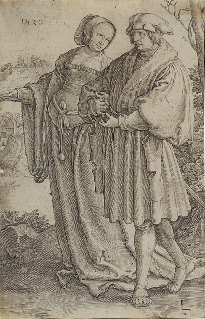Lucas van Leyden — Man and Woman Walking in a Landscape