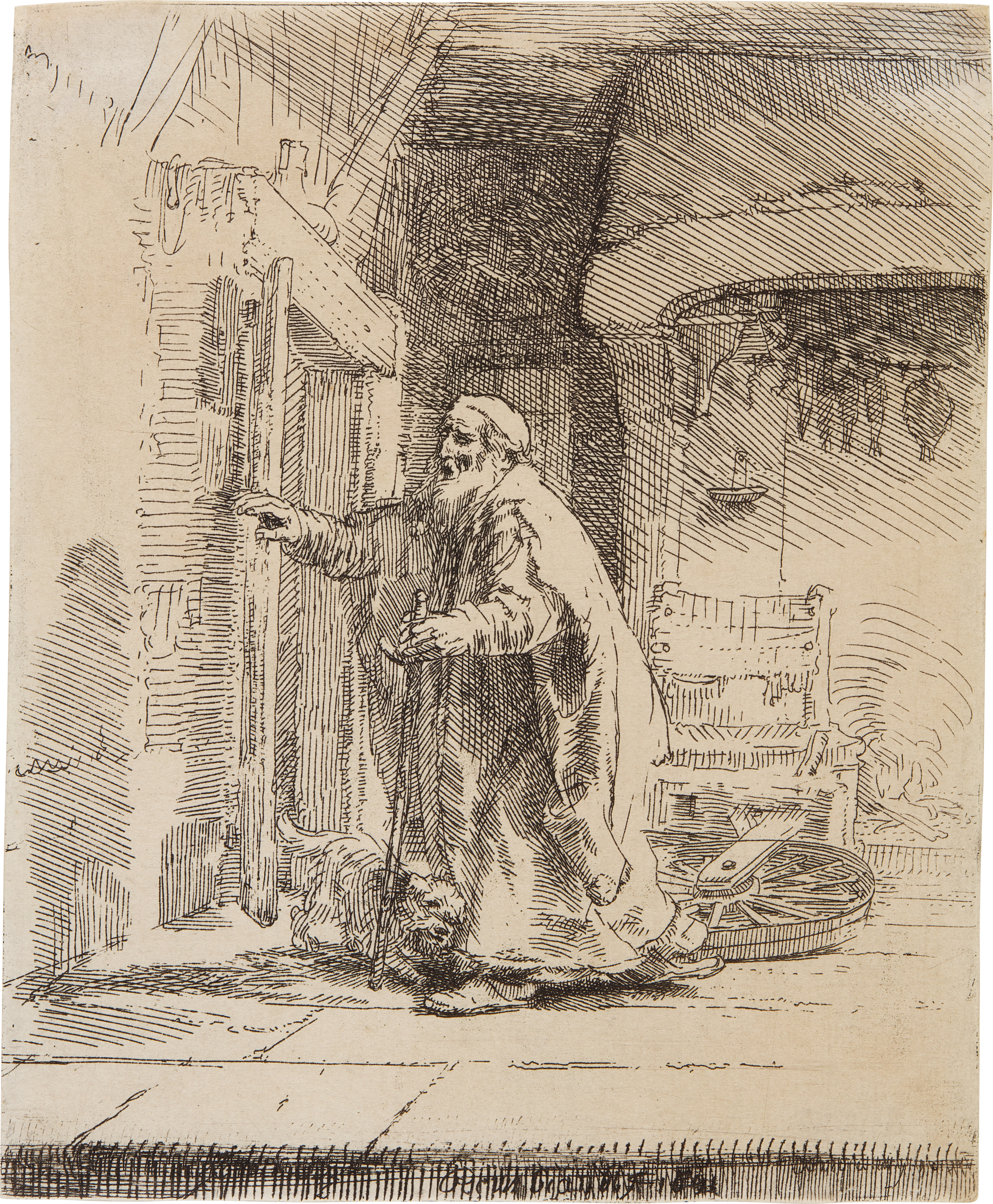 Rembrandt Harmensz. van Rijn — The Blindness of Tobit: the Larger Plate