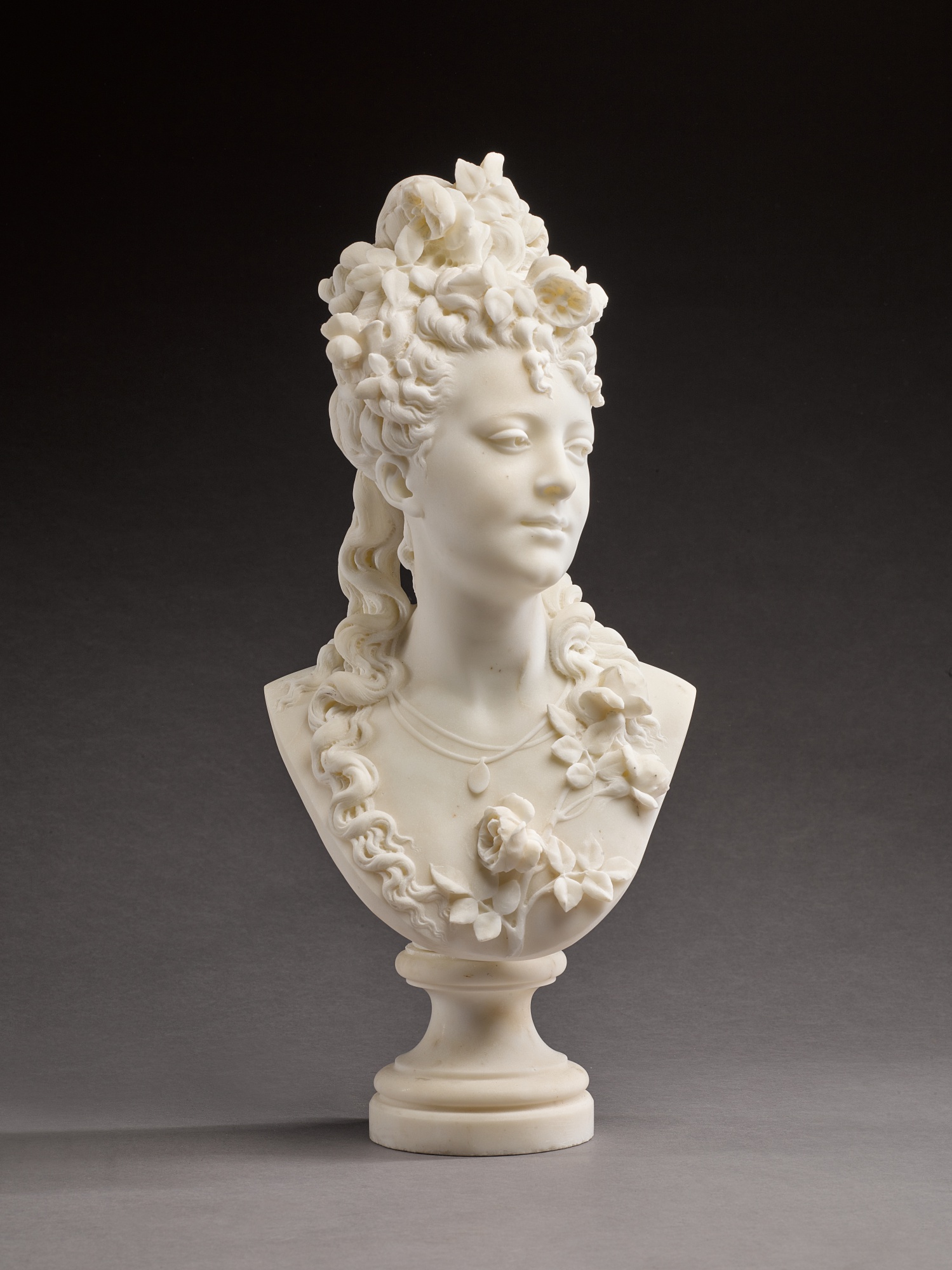 Albert-Ernest Carrier-Belleuse — Bust of a Woman with Roses