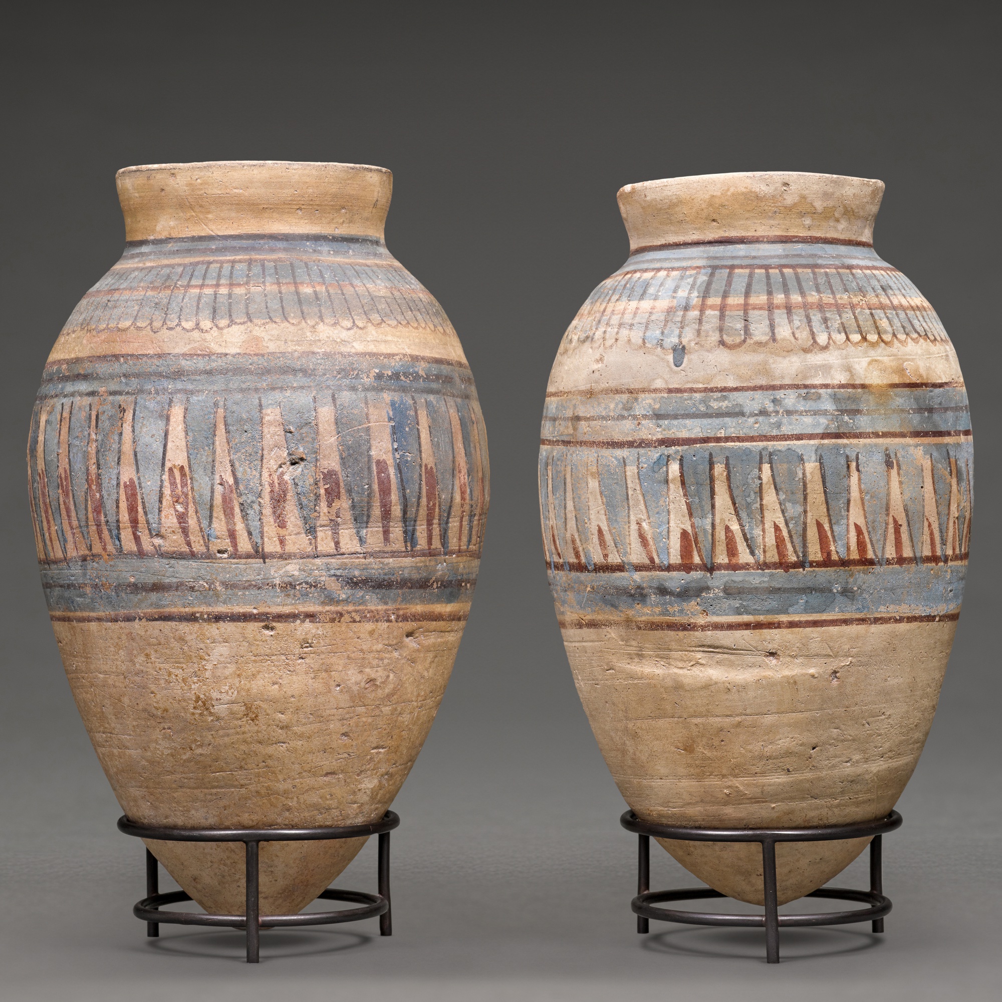 Unknown (Historical) — A Pair of Egyptian Blue-painted Terracotta Jars, 18th Dynasty, reign of Amenhotep III, 1390-1353 B.C.