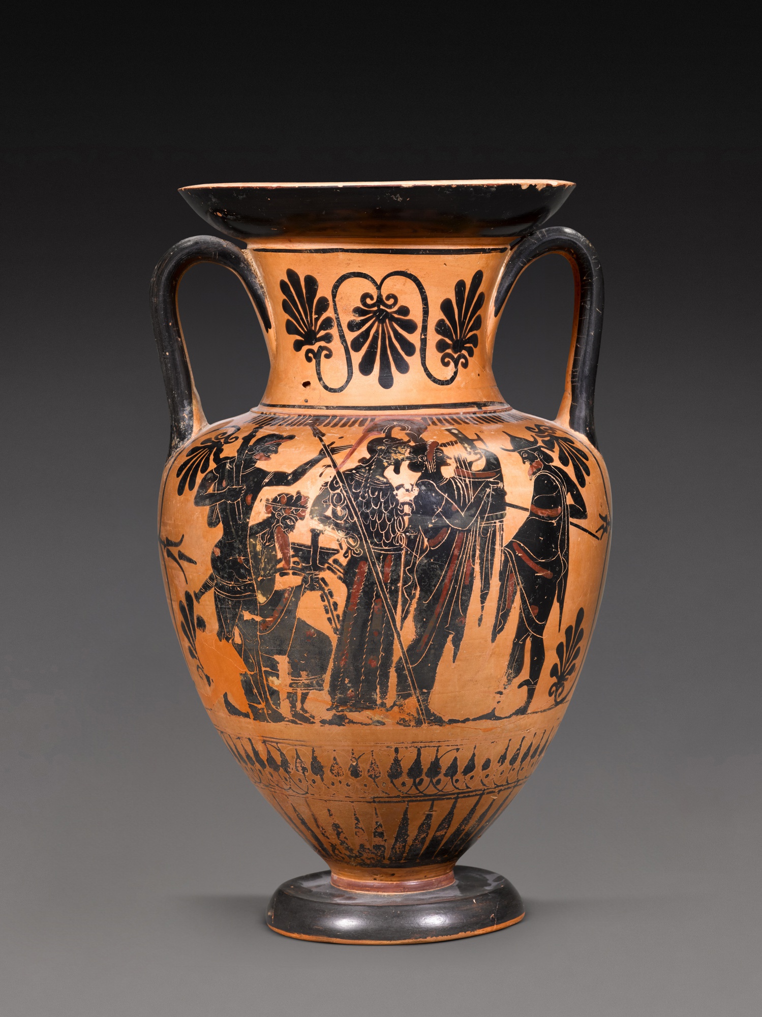 An Attic Black-figured Neck Amphora — An Attic Black-figured Neck Amphora, attributed to the Edinburgh Painter, circa 500-490 B.C.