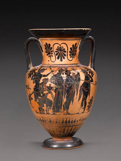 An Attic Black-figured Neck Amphora, attributed to the Edinburgh Painter, circa 500-490 B.C.