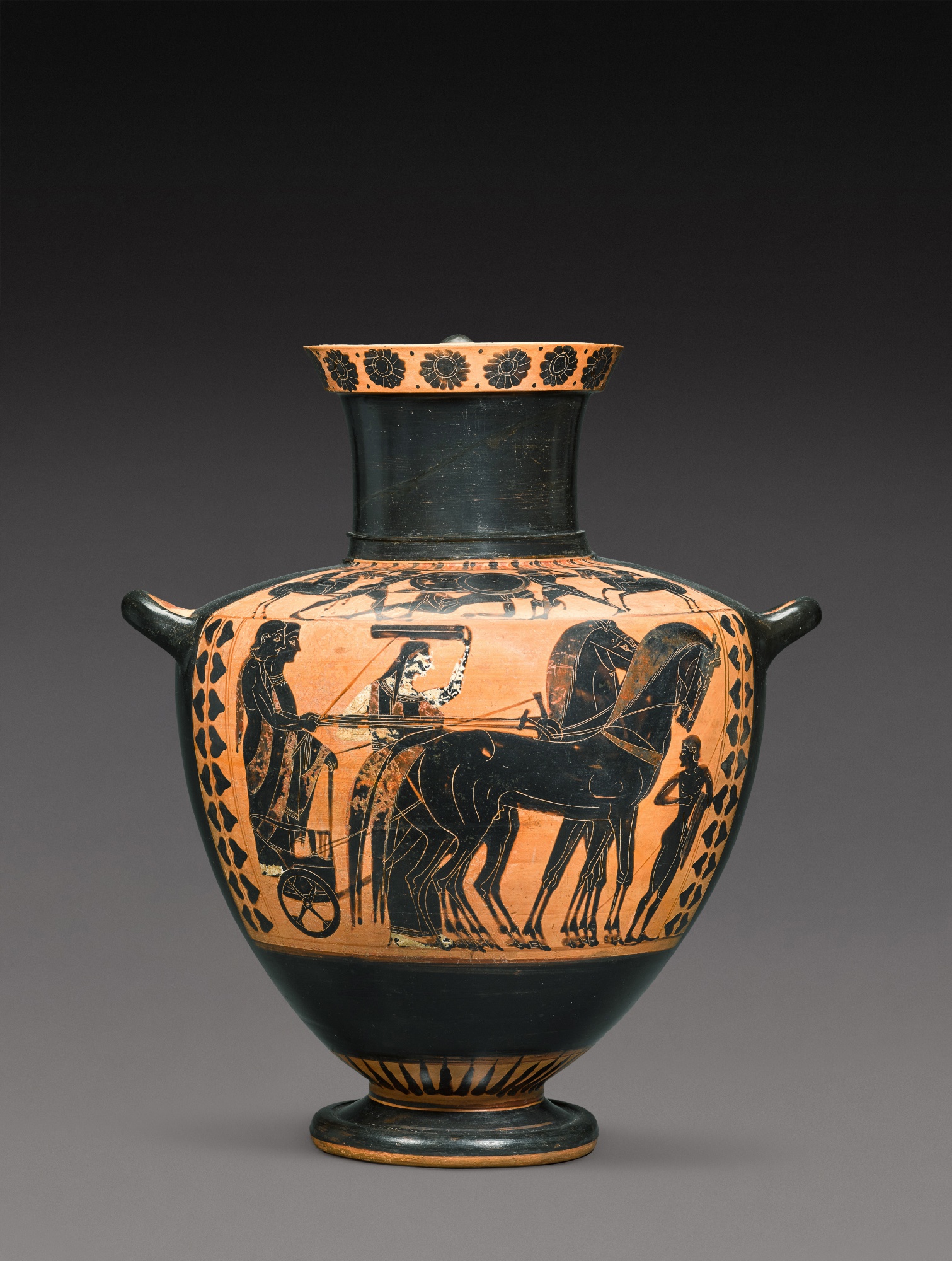 Unknown — An Attic Black-figured Hydria, attributed to the Swing Painter or to his Circle, circa 485 B.C.