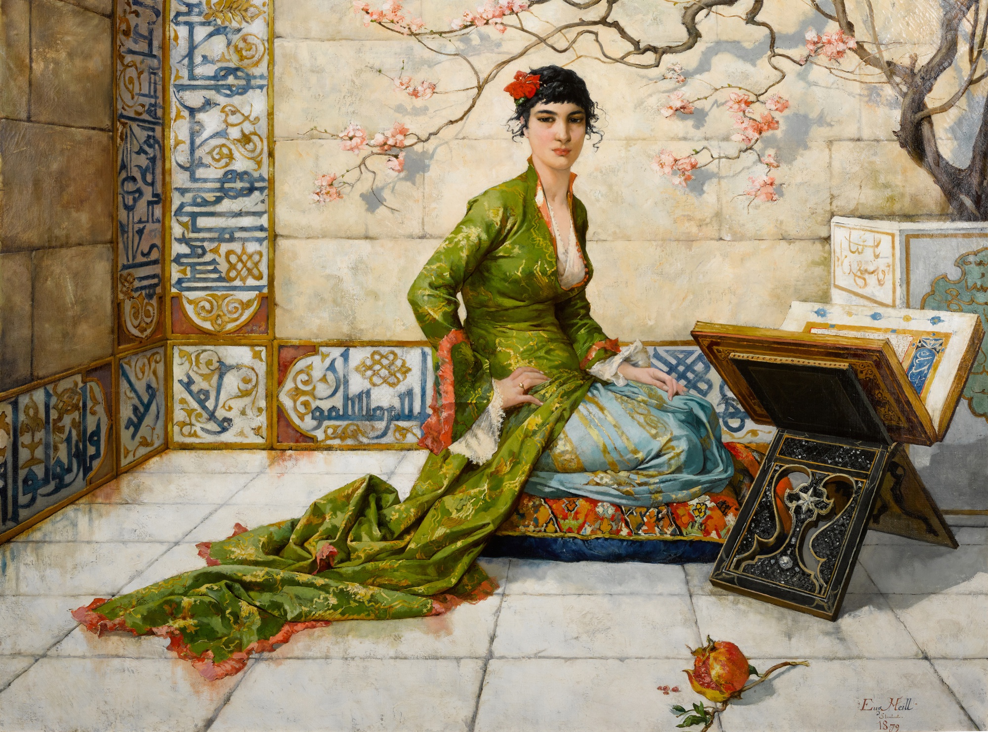 Eugène-Edouard Heill — Malay Girl Reading in a Madrasa Garden