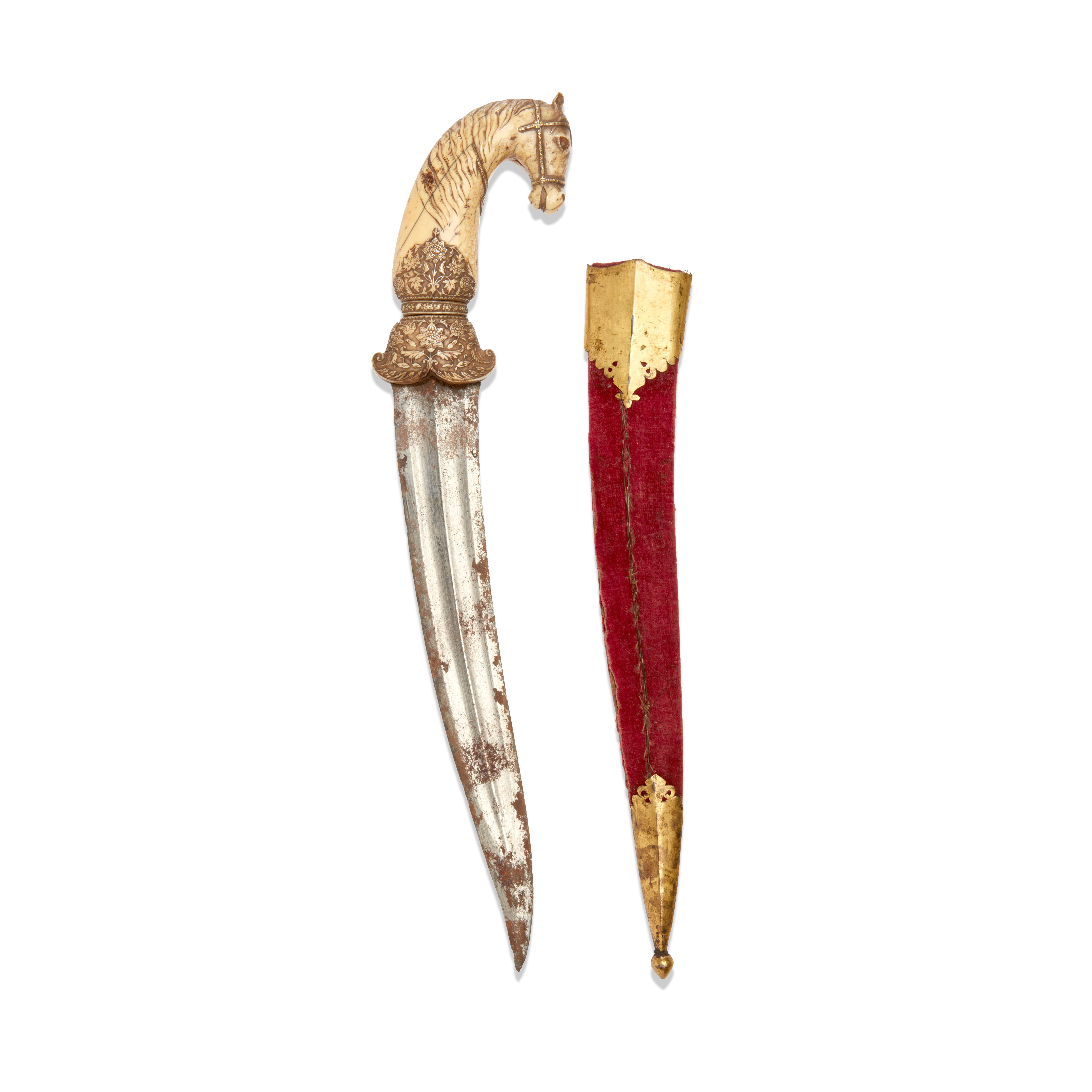 Unknown — An Exceptional Mughal Walrus Ivory-Hilted Dagger in the form of a Horse, India, 17th Century