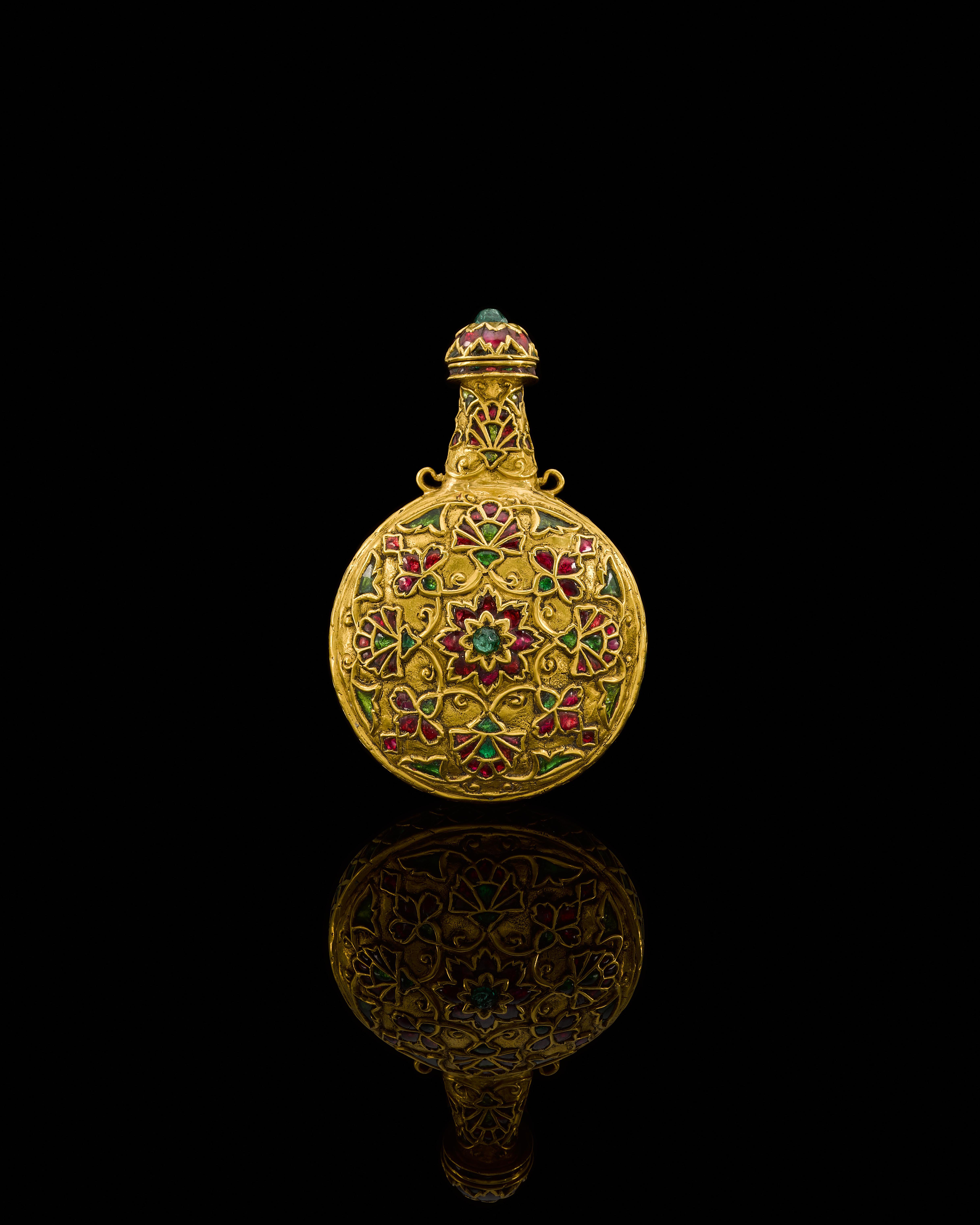 Unknown —  A Gem-Set Gold Flask, India, early 18th Century
