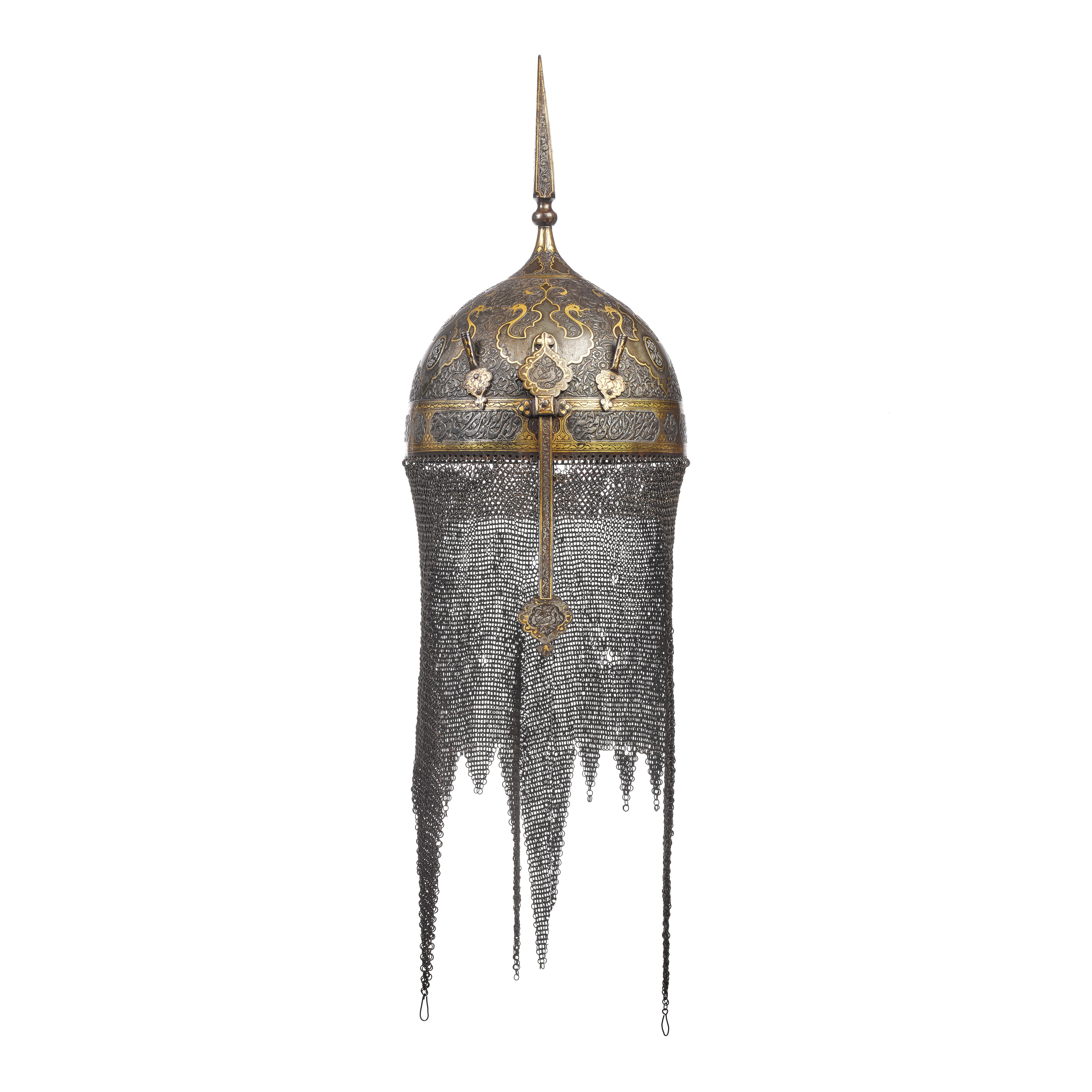 Unknown — A fine Silver-Inlaid Qajar Armour Set, Persia, second half 19th Century