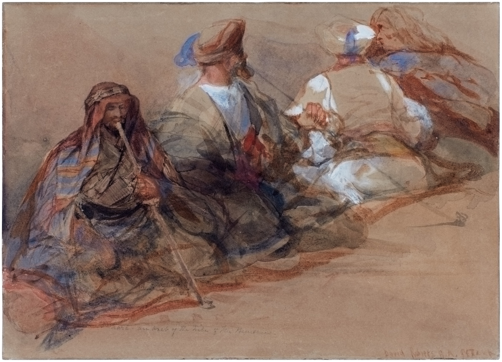David Roberts — Seated Tribesmen, Petra 