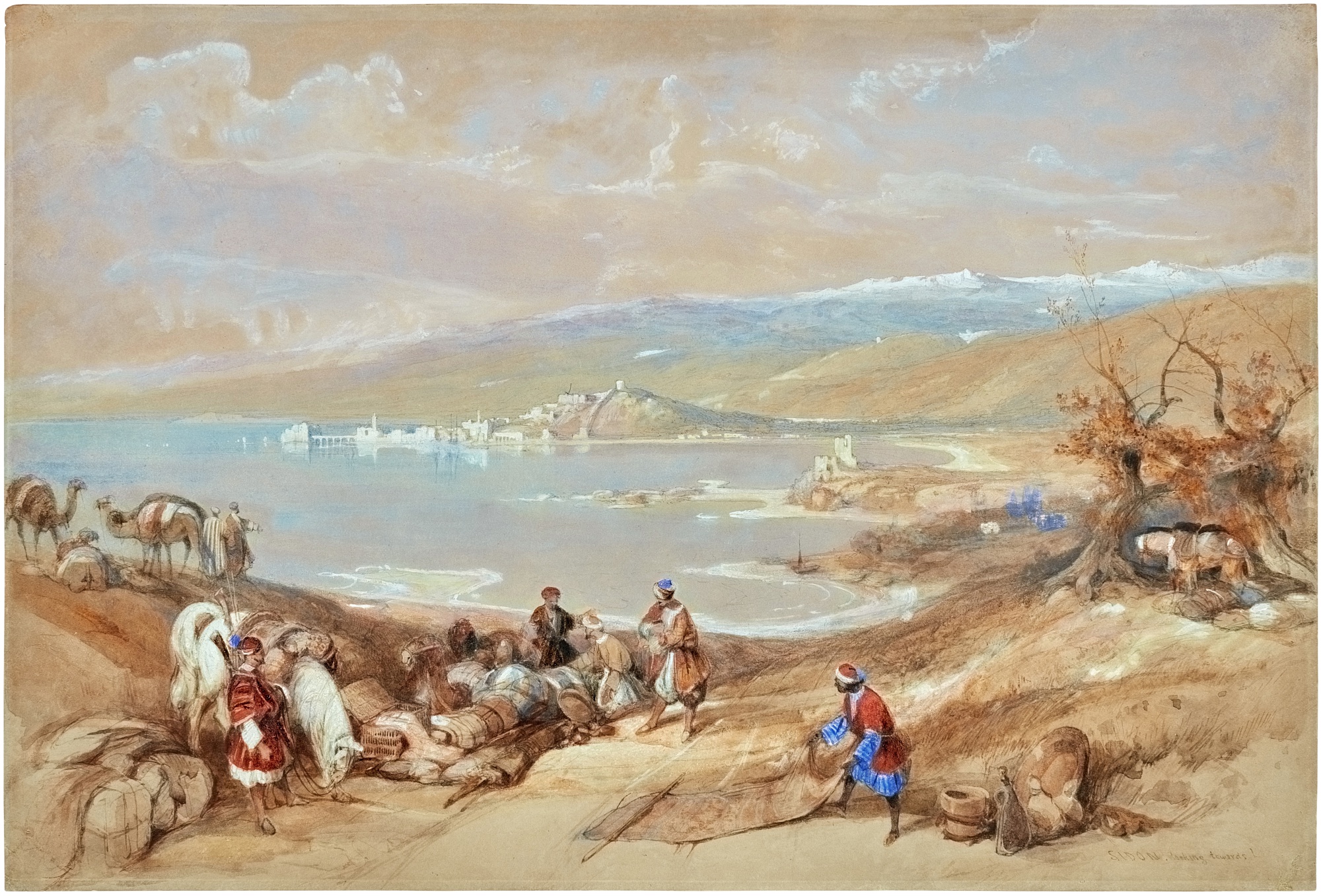 David Roberts — Sidon, looking towards Lebanon