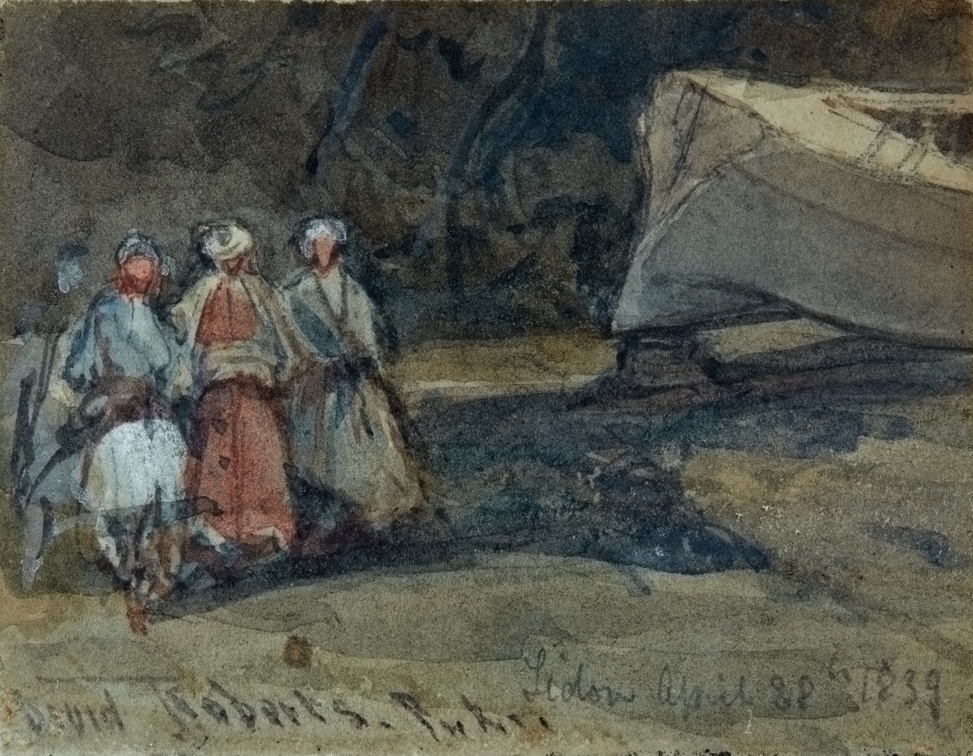 David Roberts — Figures on a Beach at Sidon