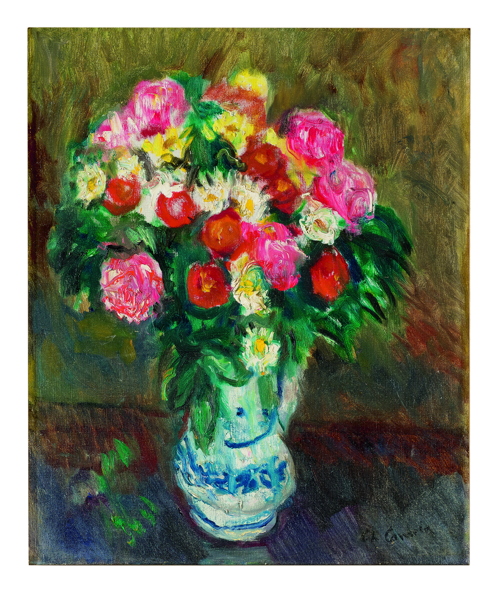 Bouquet Au Pichet Blanc Et Bleu