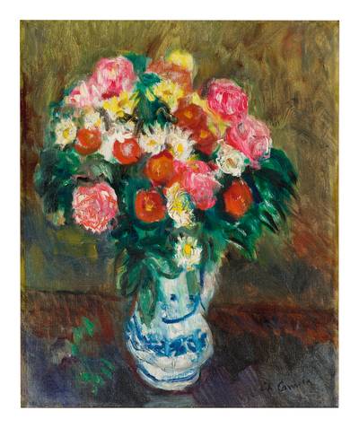 Bouquet Au Pichet Blanc Et Bleu