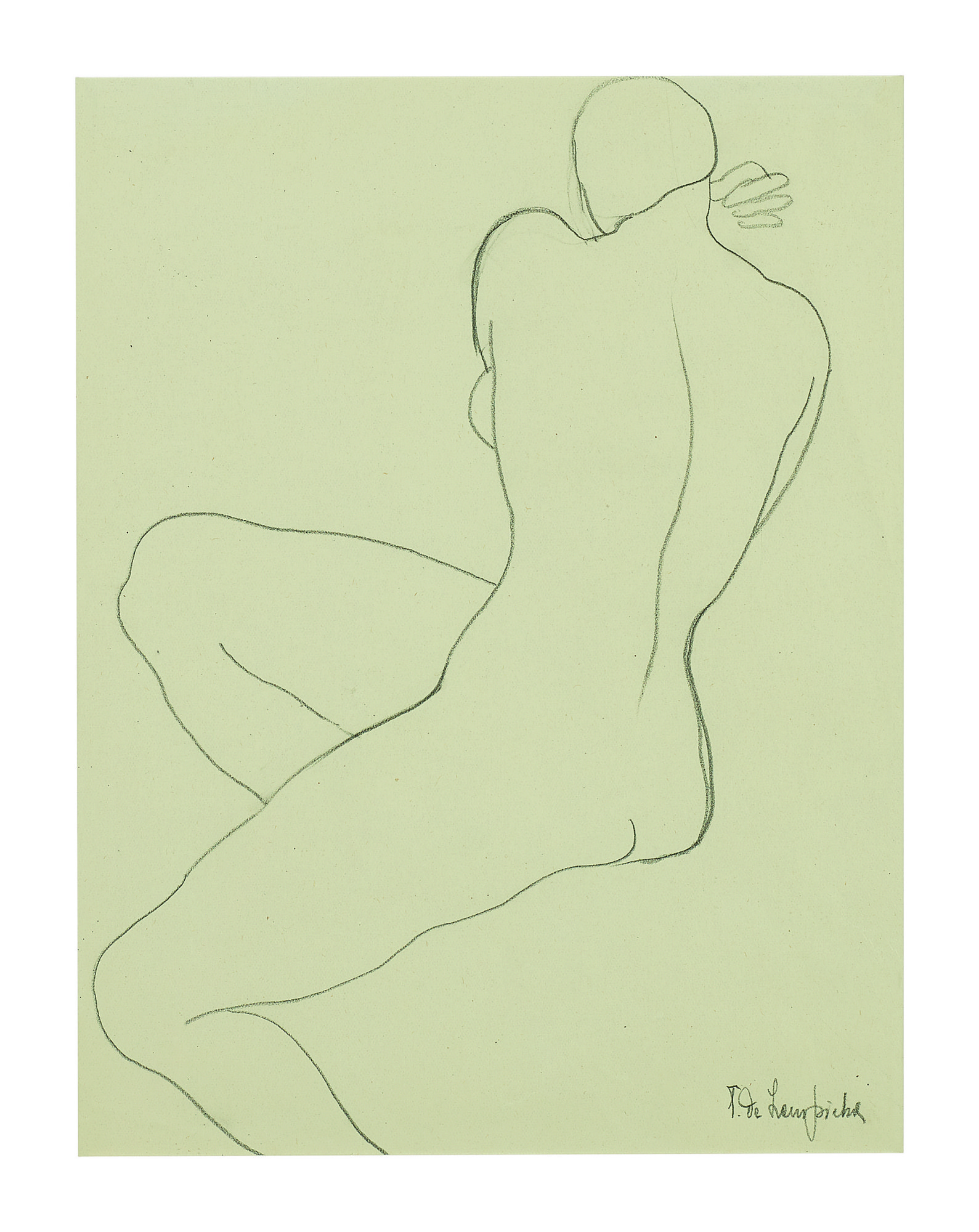 Tamara De Lempicka — Femme Assise Au Col Roulé (i) & Croquis, Nu Assis (ii): A Pair