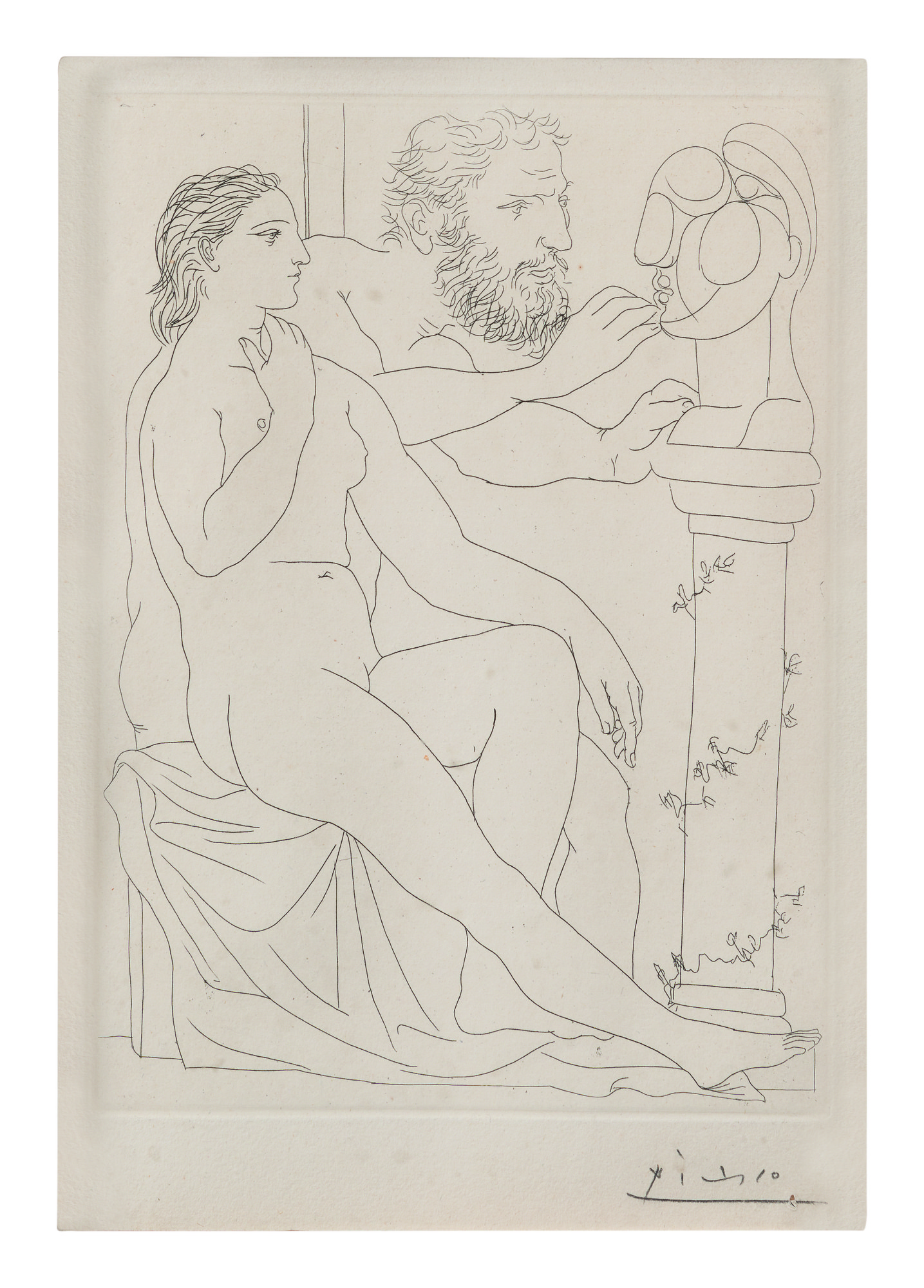 Pablo Picasso — Modèle Et Sculpteur Avec Sa Sculpture (bloch 148; Baer 300)