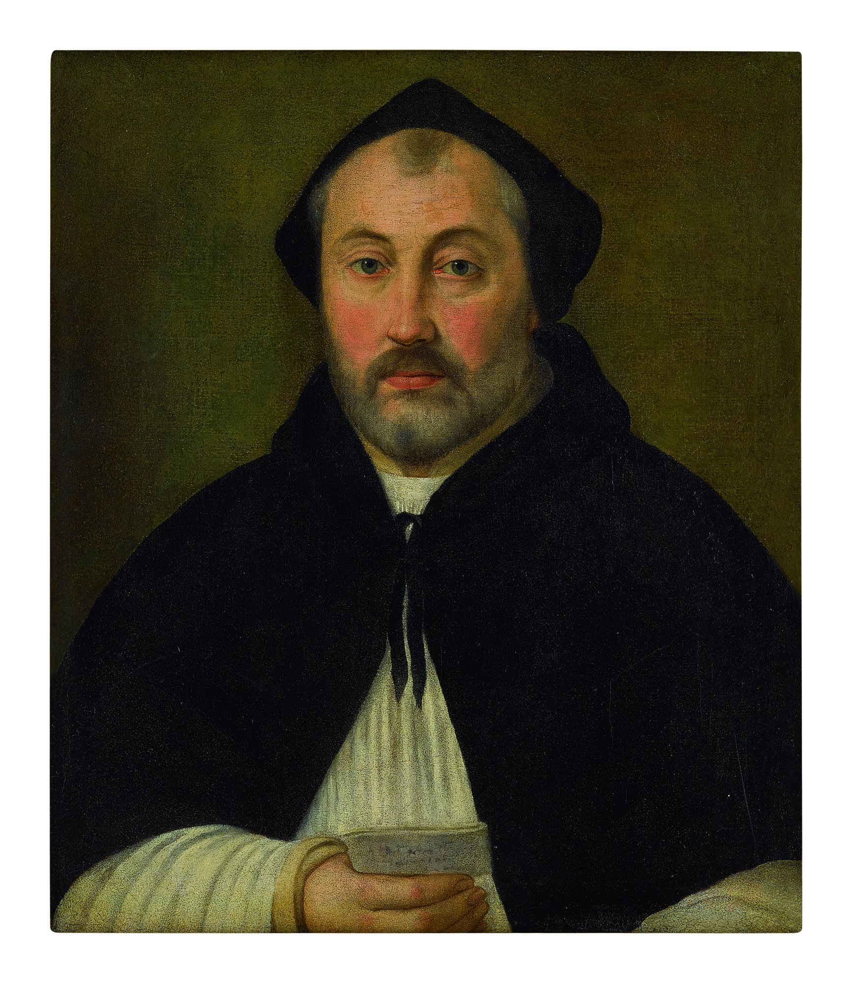Unknown — Portrait Of A Cleric, Half Length, Wearing A Black Cape And Holding A Letter