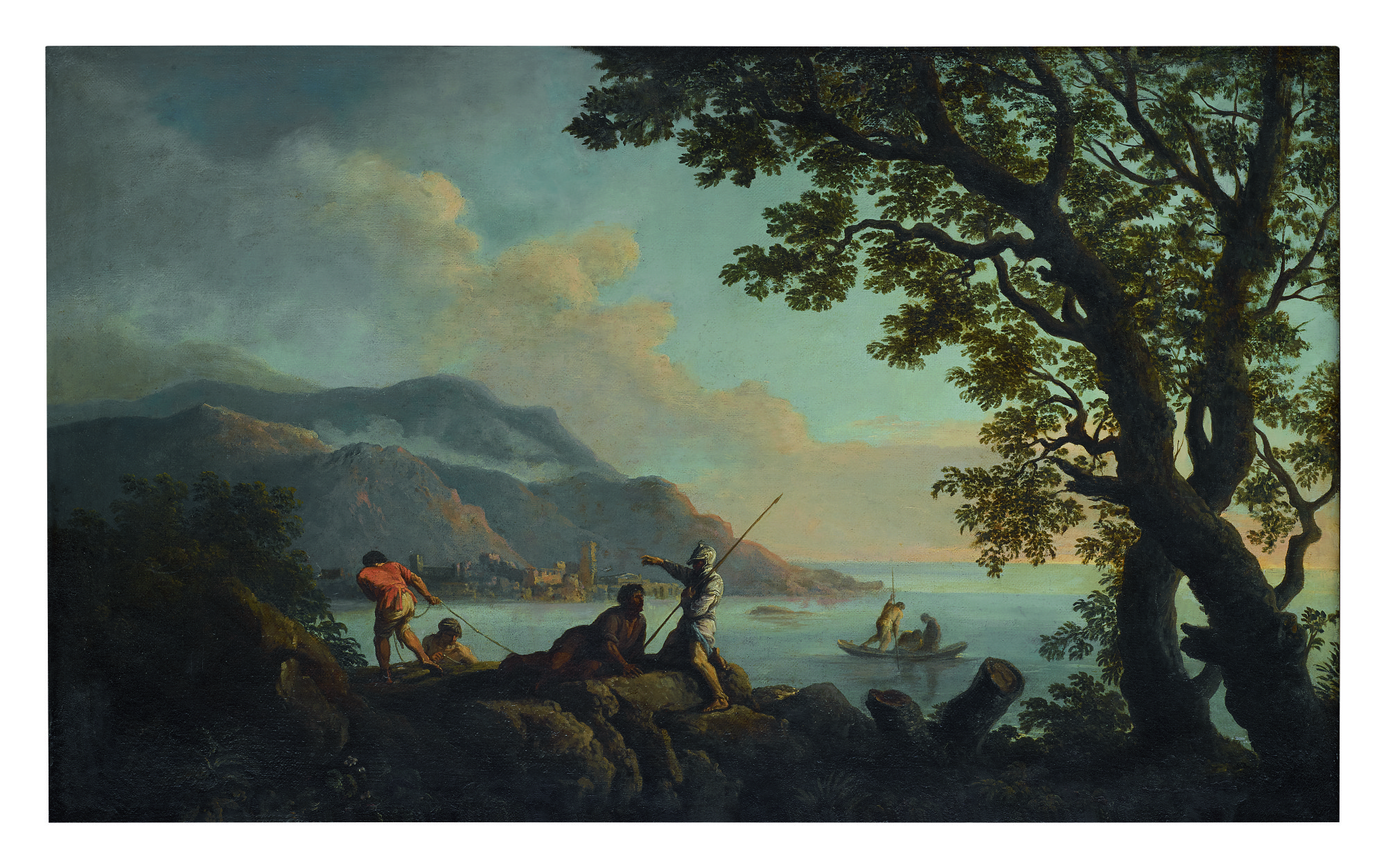 A Coastal Scene With Mountains In The Distance