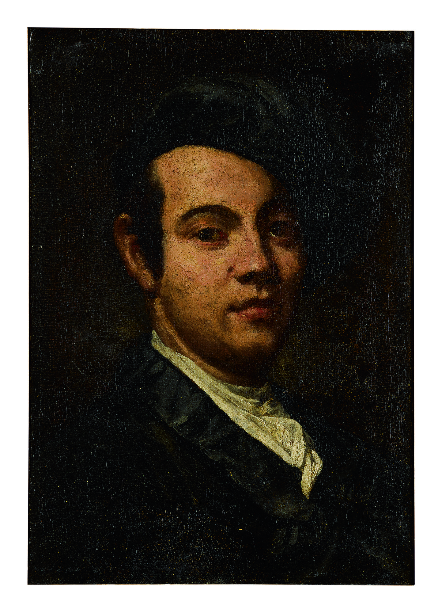 Unknown — Portrait Of A Man, Bust Length, Wearing A Black Silk Hat