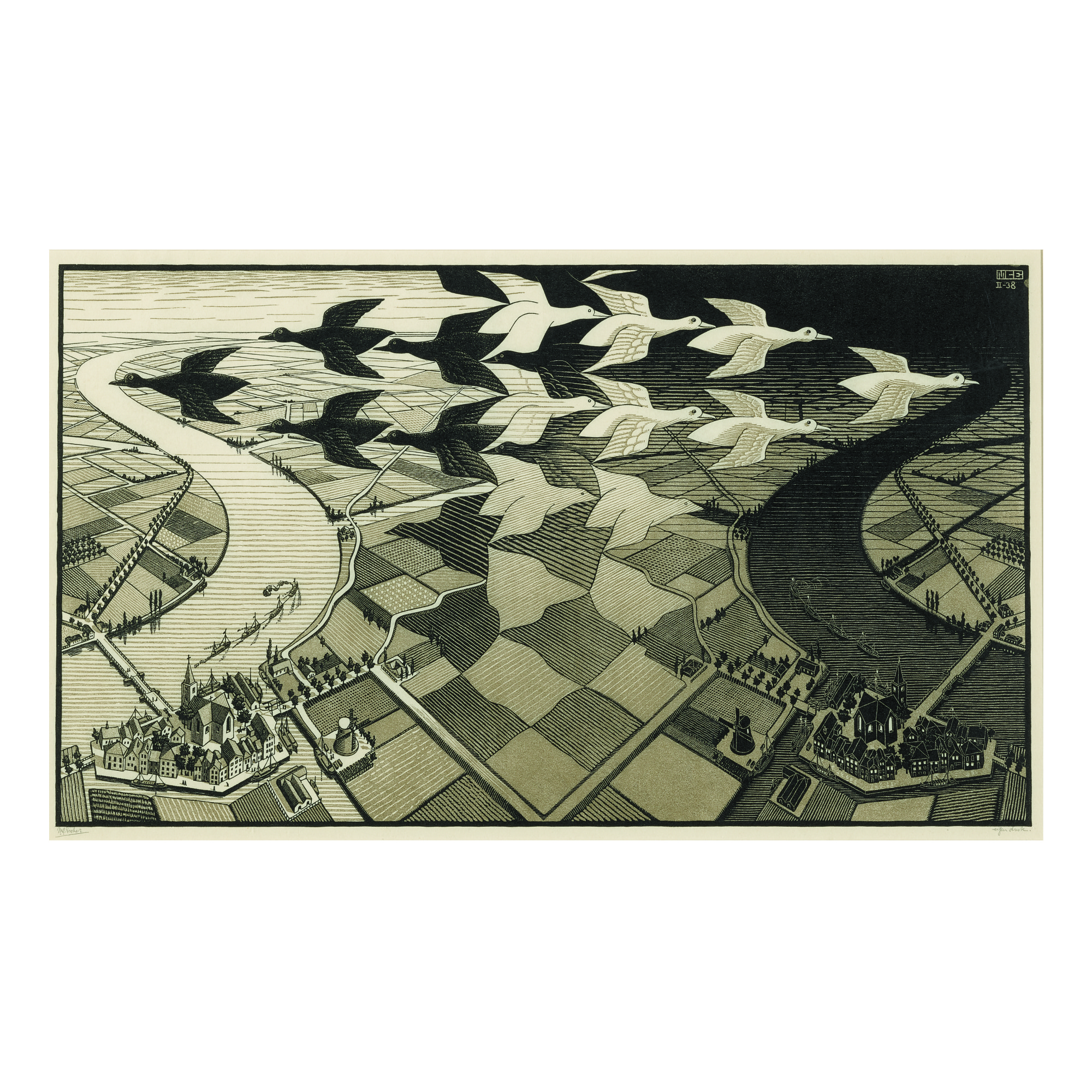 M. C. Escher — Day And Night (b./k./l./w. 303)