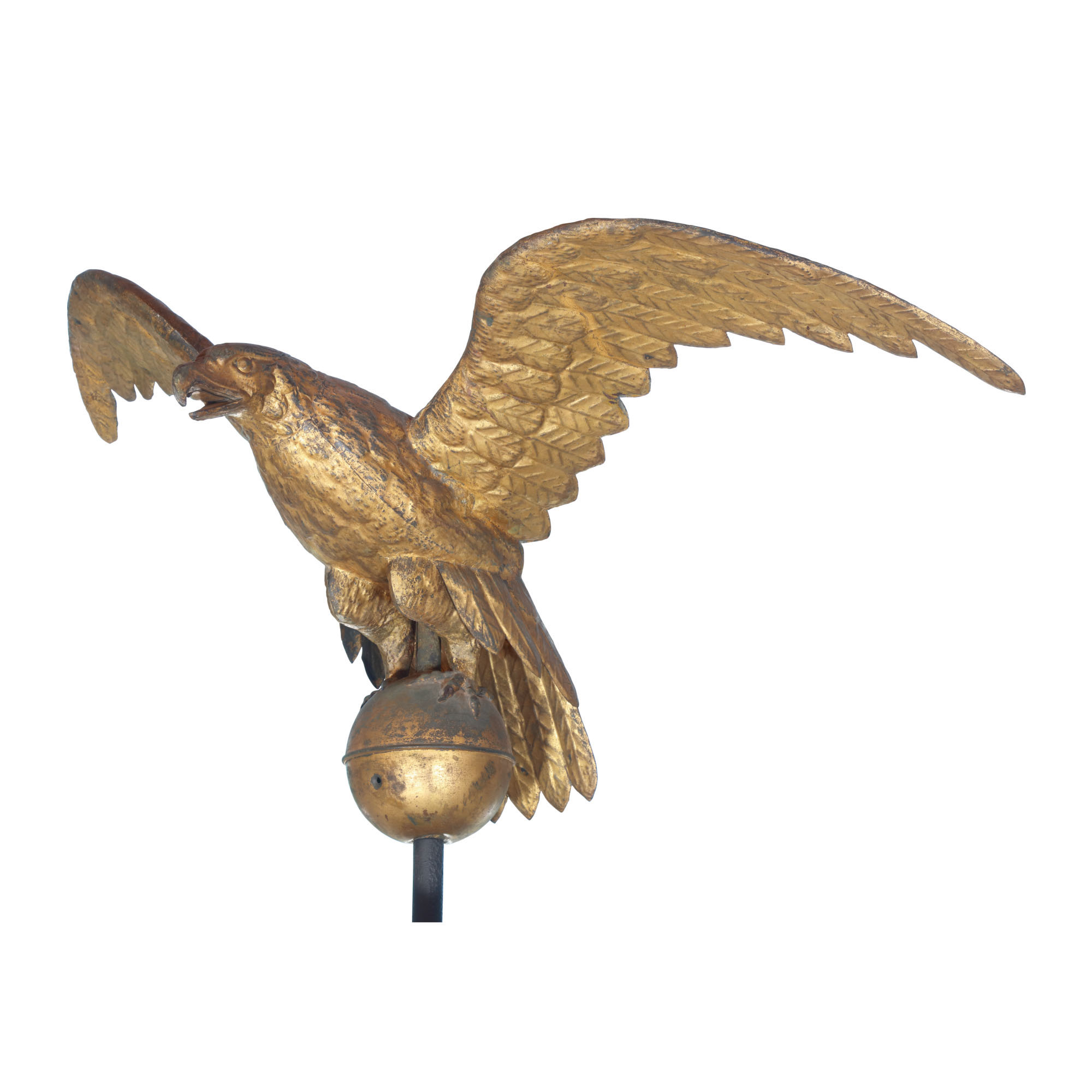 Fine And Rare Large Gilt Molded Full-bodied Sheet Copper Eagle Weathervane, New England, 19th Century — Fine And Rare Large Gilt Molded Full-bodied Sheet Copper Eagle Weathervane, New England, 19th Century