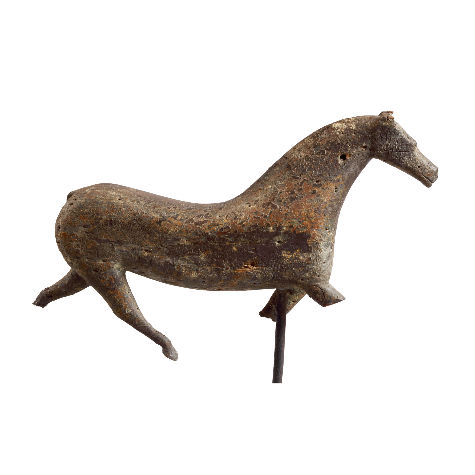 Very Rare Carved Full Bodied Wooden Horse Weathervane, Probably New England, Circa 1860 — Very Rare Carved Full Bodied Wooden Horse Weathervane, Probably New England, Circa 1860
