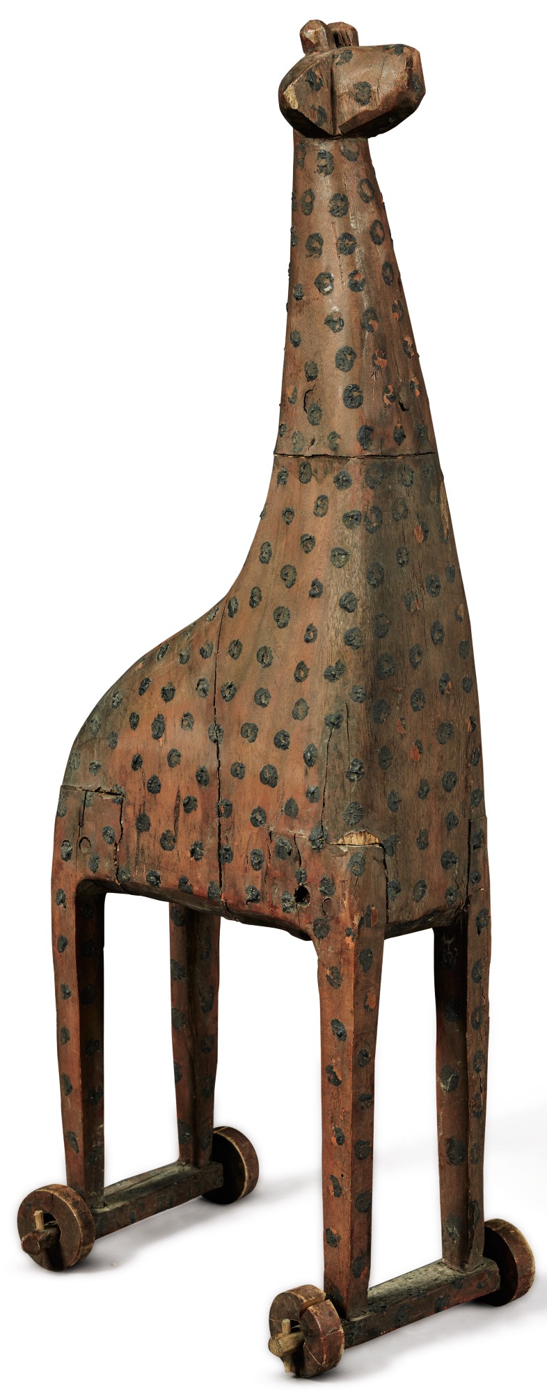 Very Rare Carved And Paint-decorated Giraffe Pull-toy, Probably Pennsylvania, Circa 1850-80 — Very Rare Carved And Paint-decorated Giraffe Pull-toy, Probably Pennsylvania, Circa 1850-80