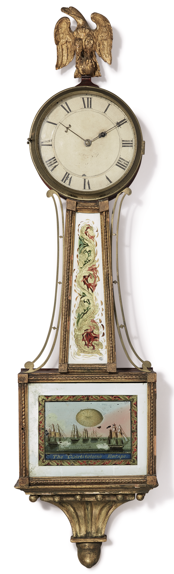 Unknown — Exceptional Federal Mahogany, Giltwood And Eglomise-paneled Patent Timepiece, Works By Job Wilbour, Case Possibly By John Young, Newport, Rhode Island, Circa 1823