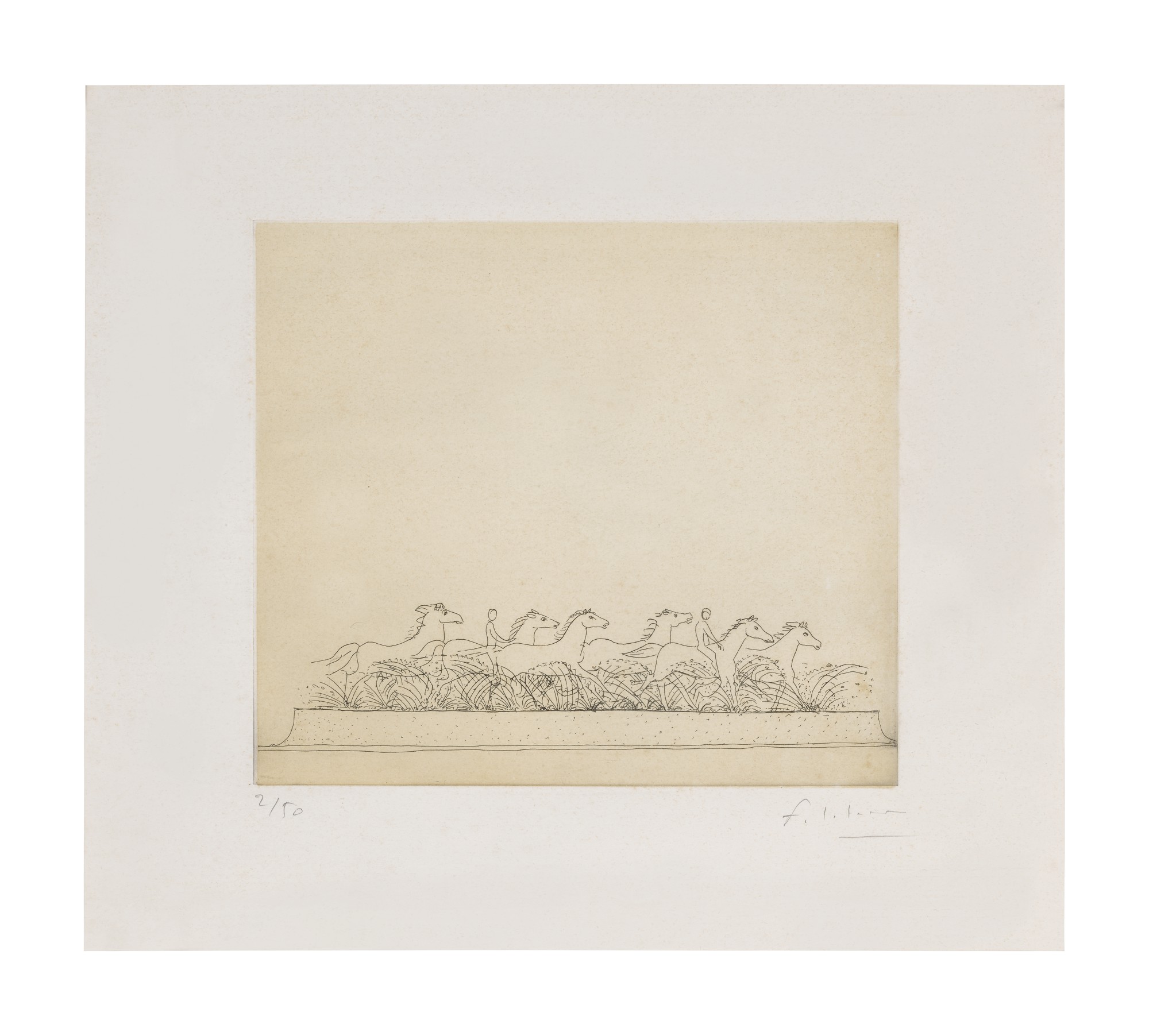 François-xavier Lalanne — Chevaux Au Galop, Fontaine, Petit Format