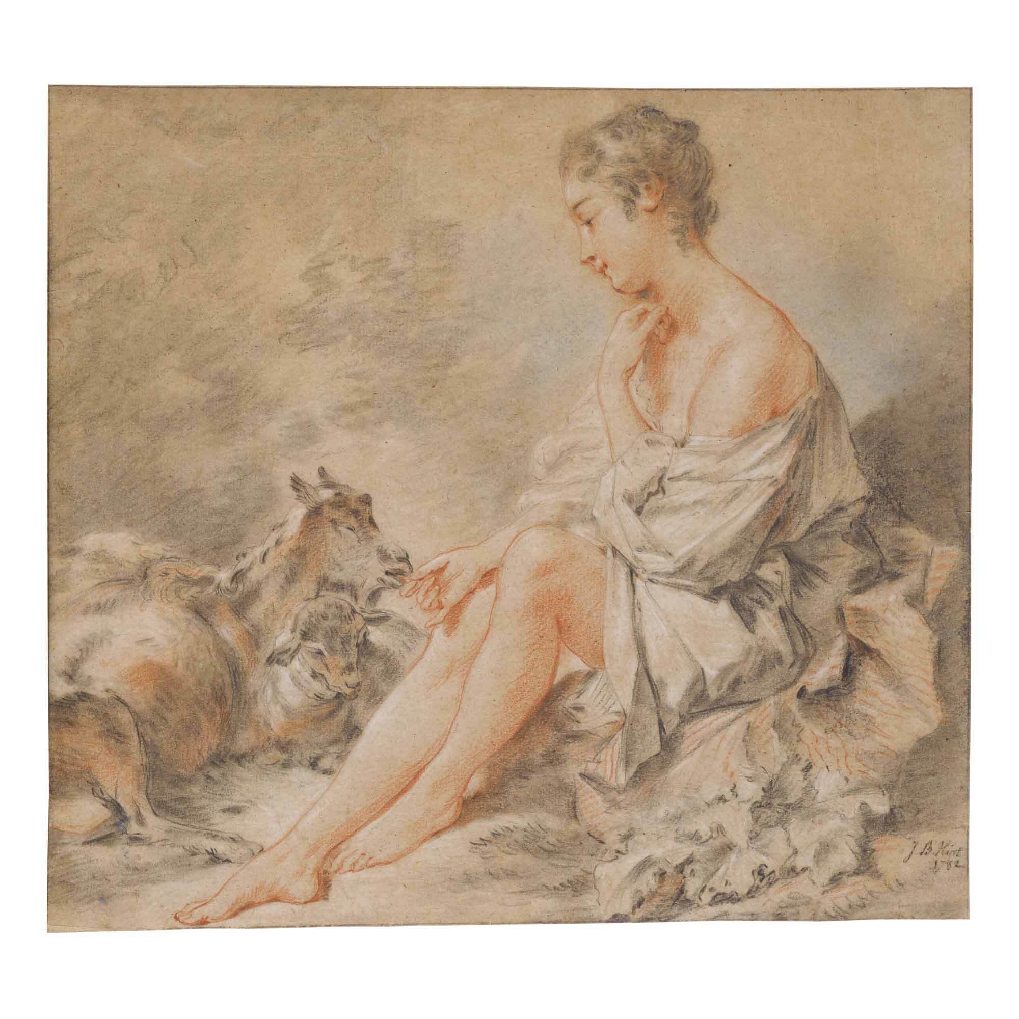 Jean-baptiste Huet — Shepherdess With Goats
