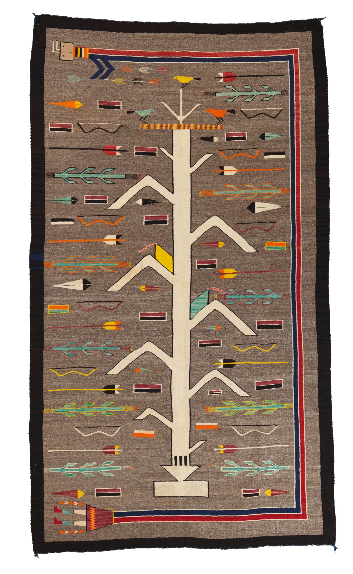 Navajo "Cornstalk" Pictorial Rug, — Navajo "Cornstalk" Pictorial Rug, Circa 1950