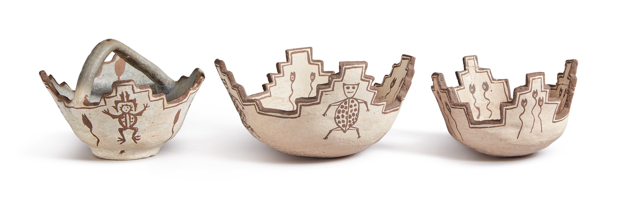 Three Zuni Black-On-White Bowls for Rain Priests — Three Zuni Black-On-White Bowls for Rain Priests