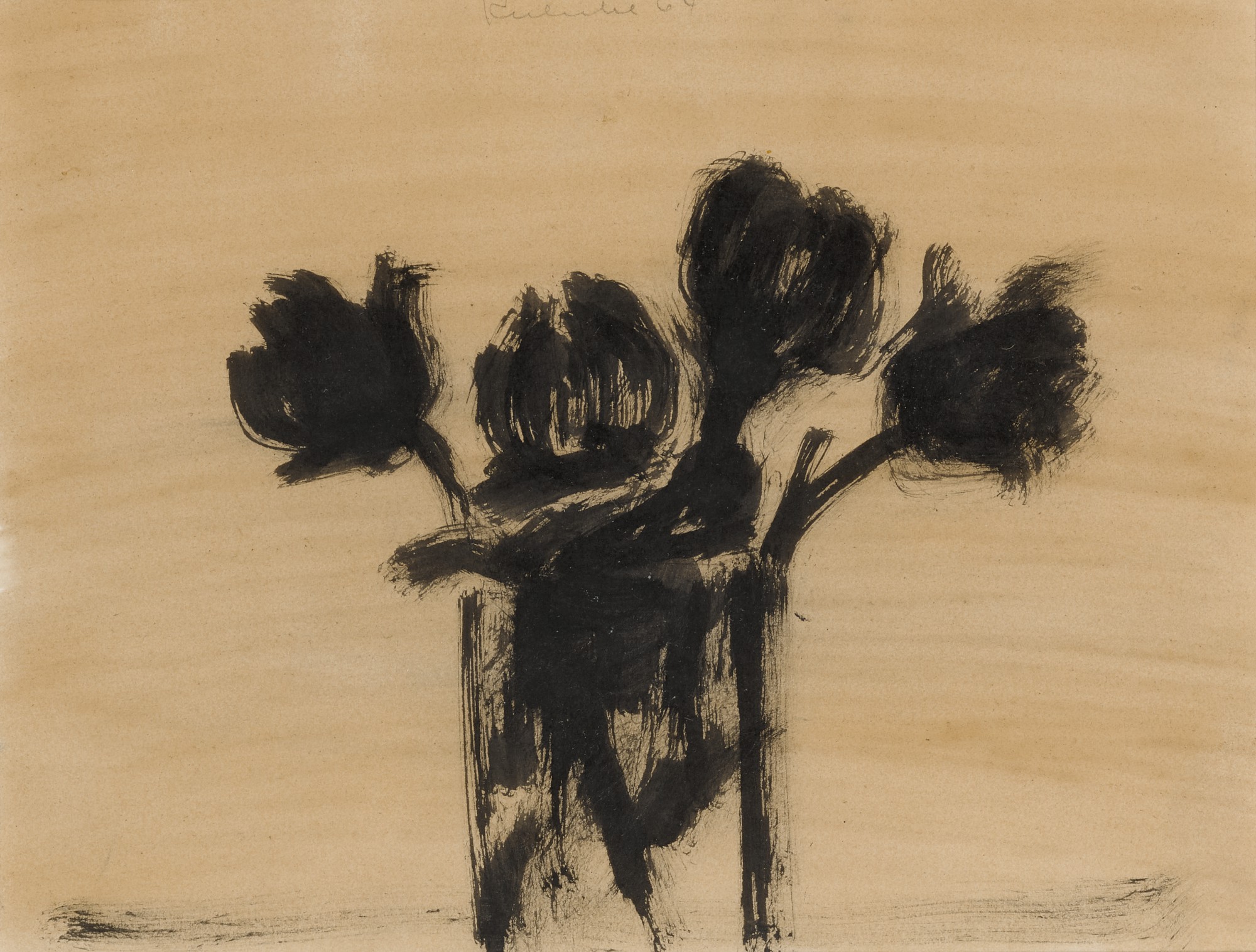 Robert M. Kulicke — Four Black Flowers in a Glass Vase