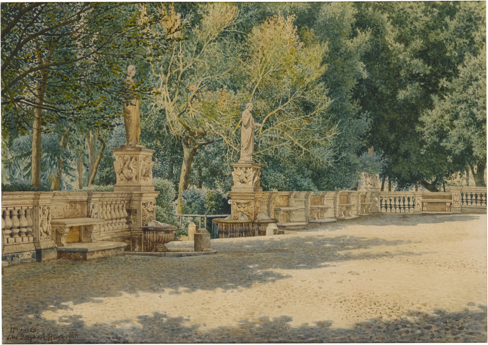 Josef Theodor Hansen — Terrace in the Gardens of the Villa Borghese, Rome