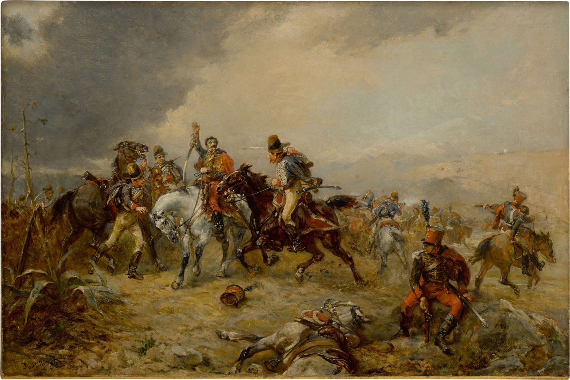 Robert Alexander Hillingford — Benavente, 29th December 1808: The Capture of General Lefevre-Desnouettes by Private Grisdale, 10th Prince of Wales's own Hussar