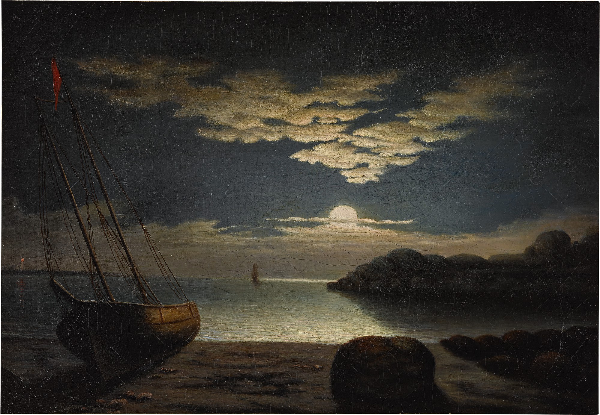 Moonlight Seascape, Gloucester Harbor