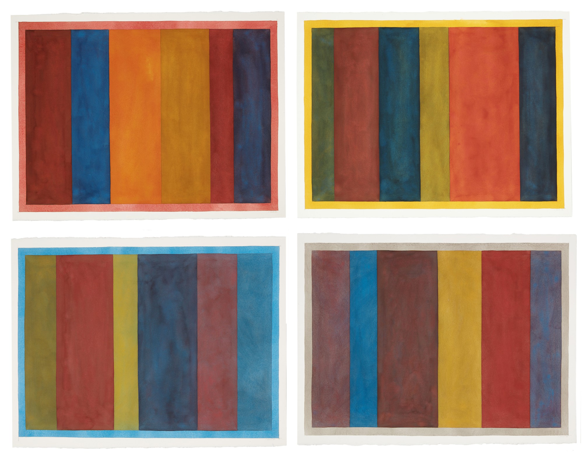 Sol LeWitt — Uneven Vertical Bands of Color VII II; Uneven Vertical Bands of Color VI III; Uneven Vertical Bands of Color X IV; Uneven Vertical Bands of Color II [four works]