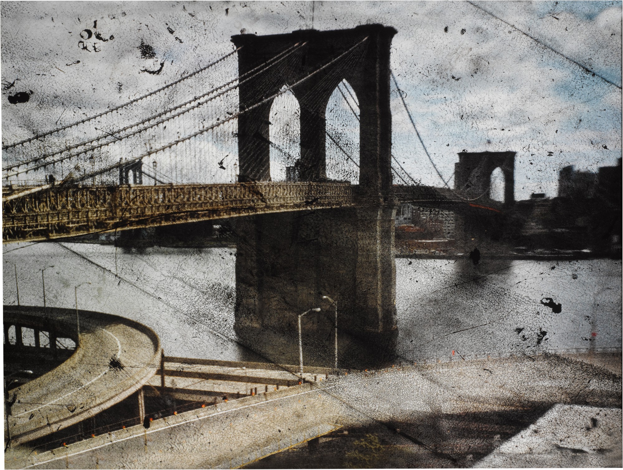 'Tent-Camera Image on Ground - Rooftop View of the Brooklyn Bridge'