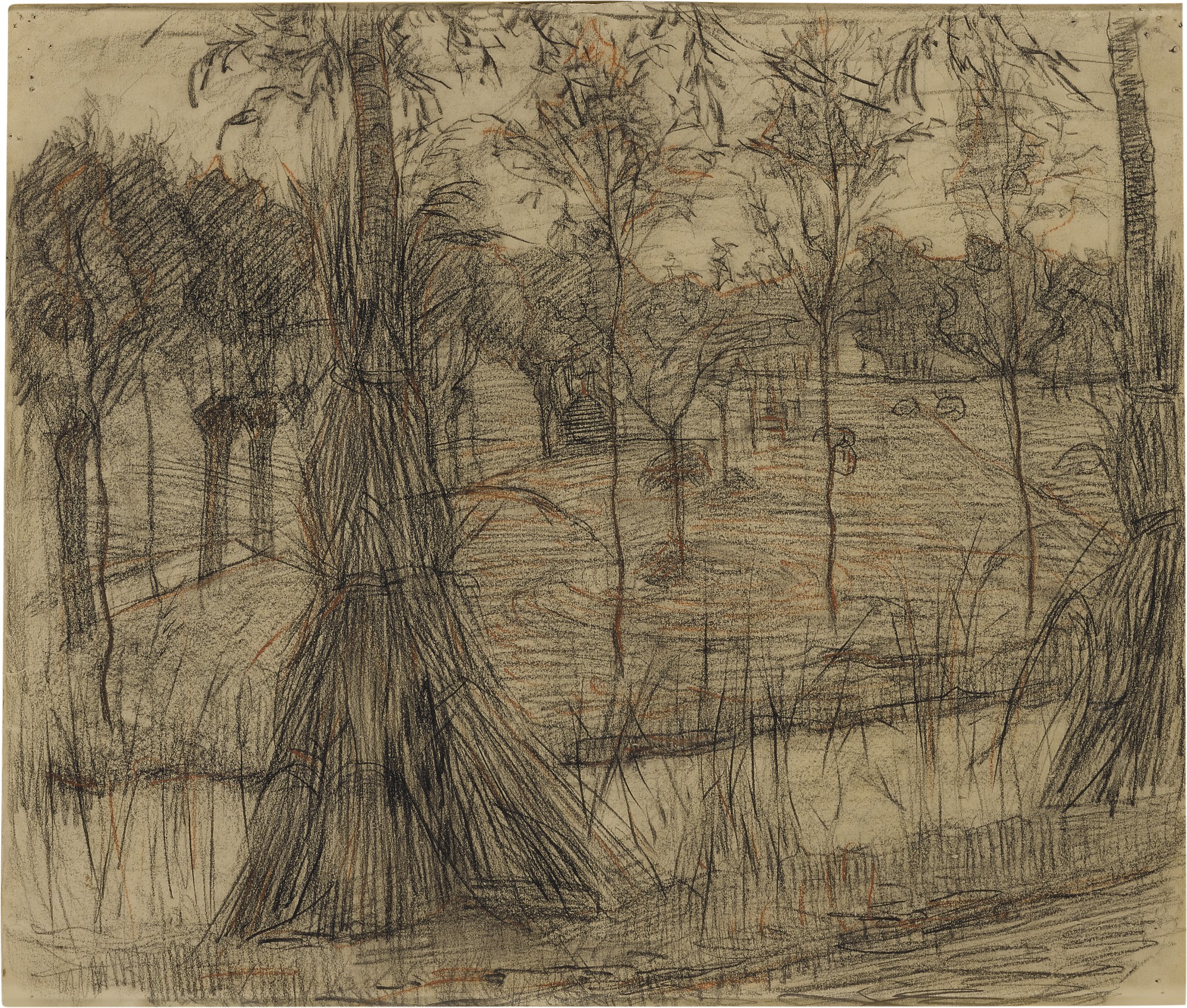 Unknown — Farmyard with Sheep & Female Nude: Bust Portrait (A Double-Sided Work)