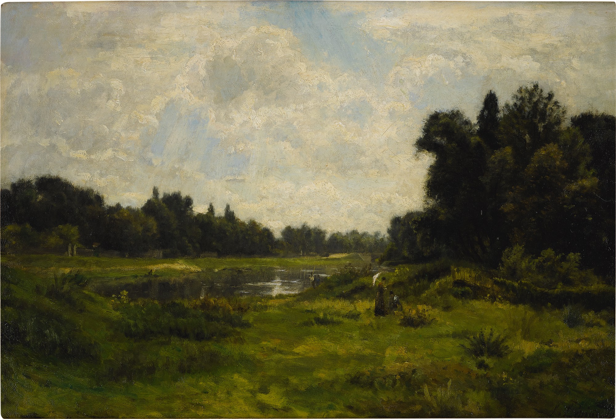 Bords de seine la traverselle envasée entre deux îles