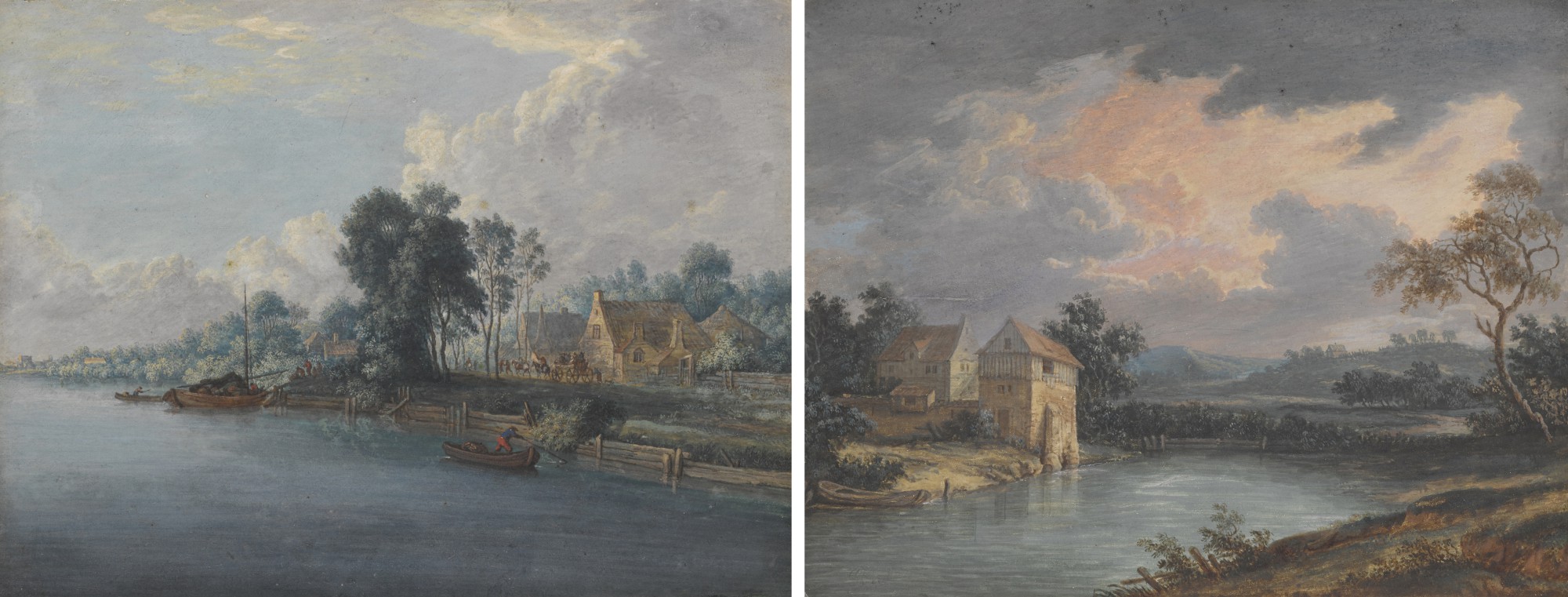 Attributed to Olivier Le May — A pair of riverscapes