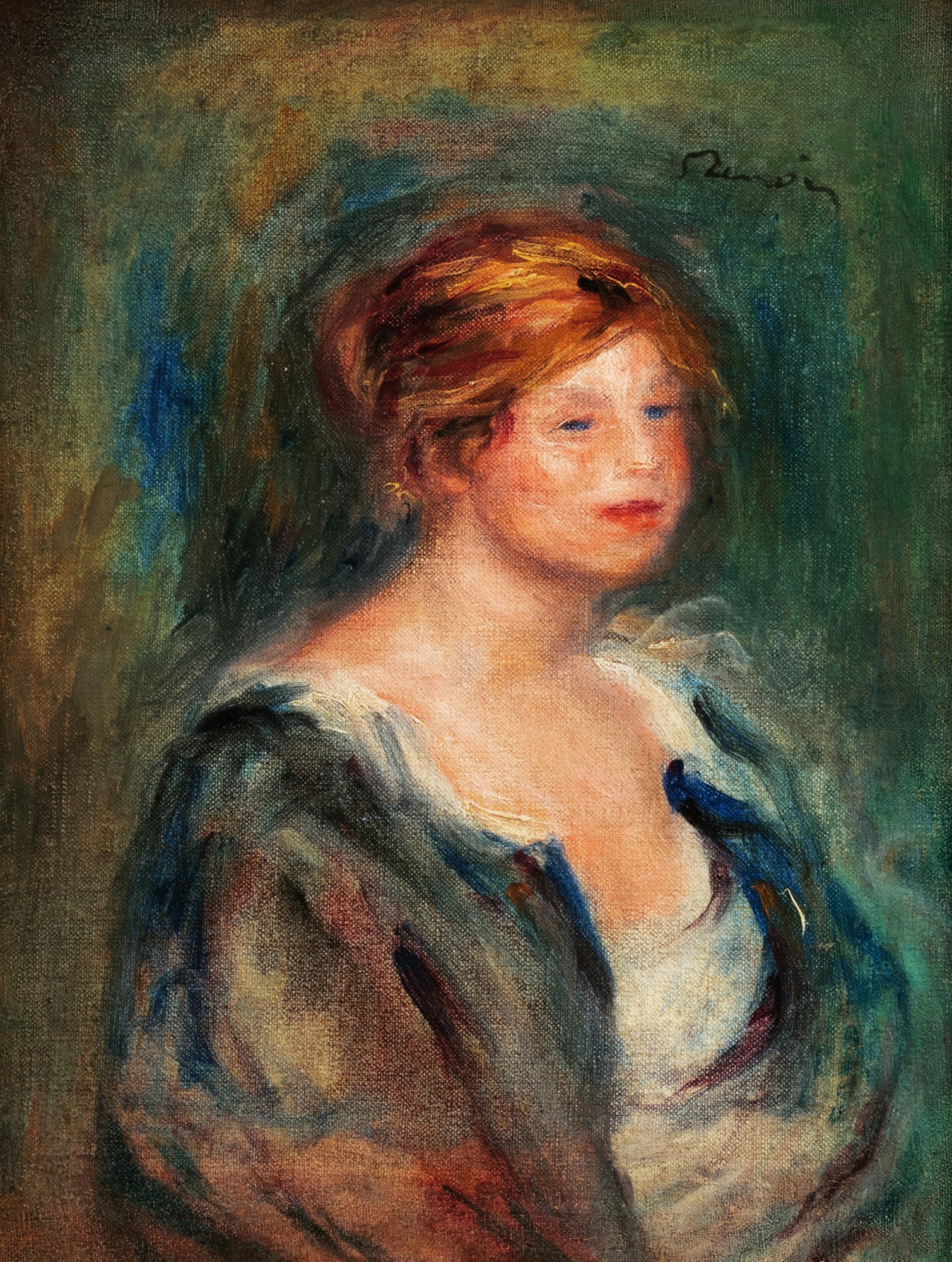 Pierre-Auguste Renoir — Jeune fille en bleu (Tête de femme blonde) 