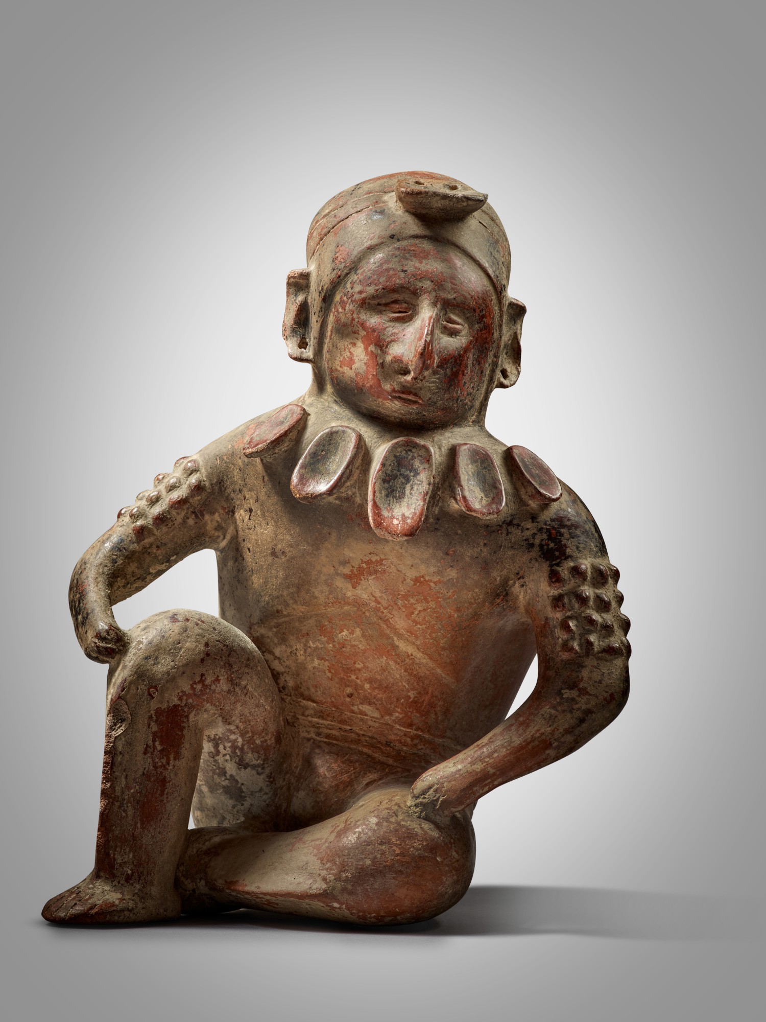 Height: 12 1/8 in (30.8 cm) — Colima Seated Hunchback Figure, Comala style, Protoclassic, circa 100 BC - AD 250